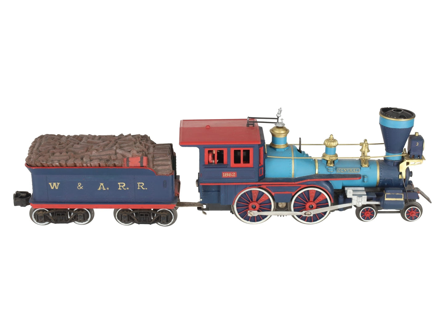 Lionel 1862 Vintage O General 4-4-0 Steam Locomotive & Tender - Repainted