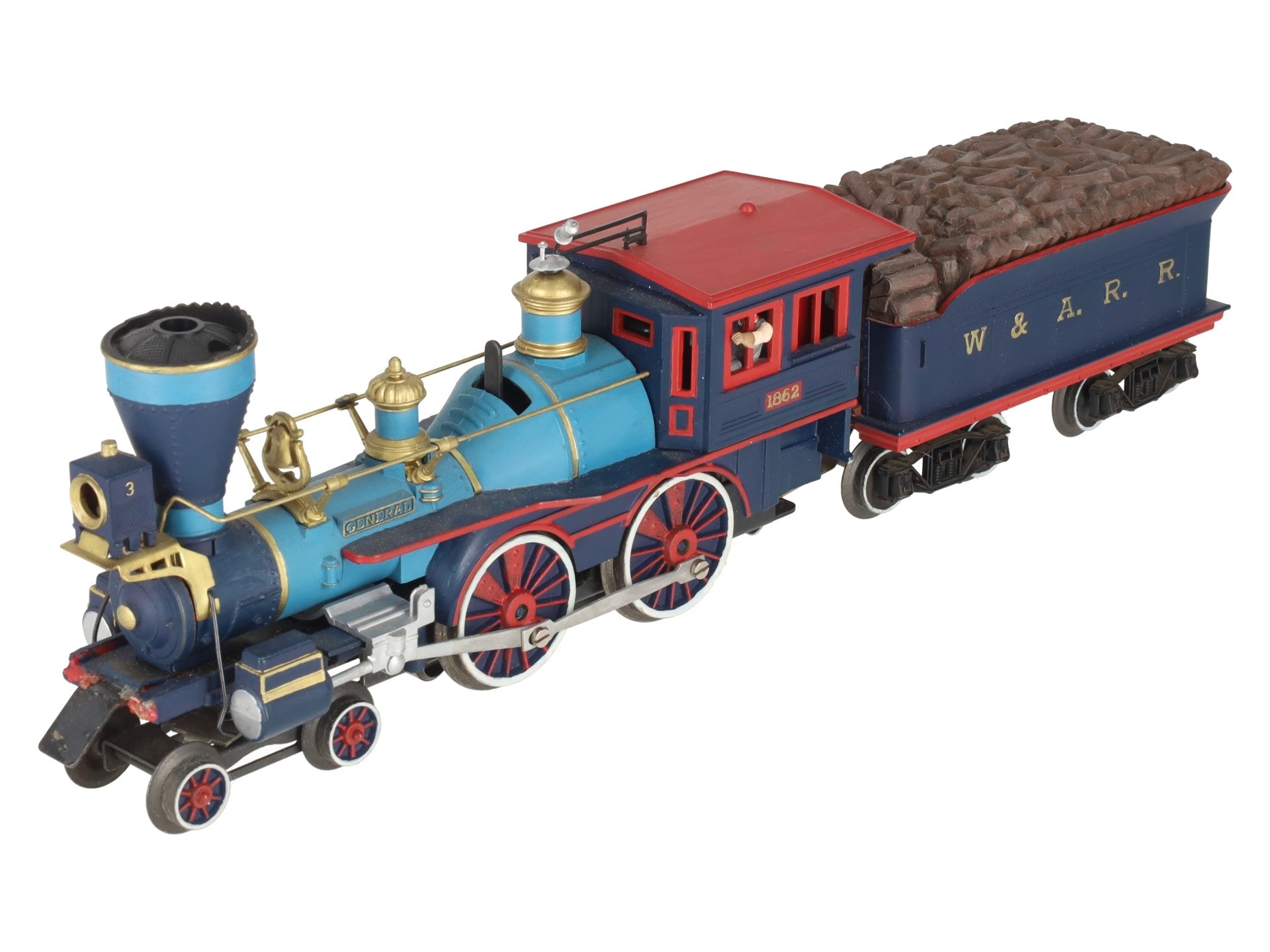 Lionel 1862 Vintage O General 4-4-0 Steam Locomotive & Tender - Repainted