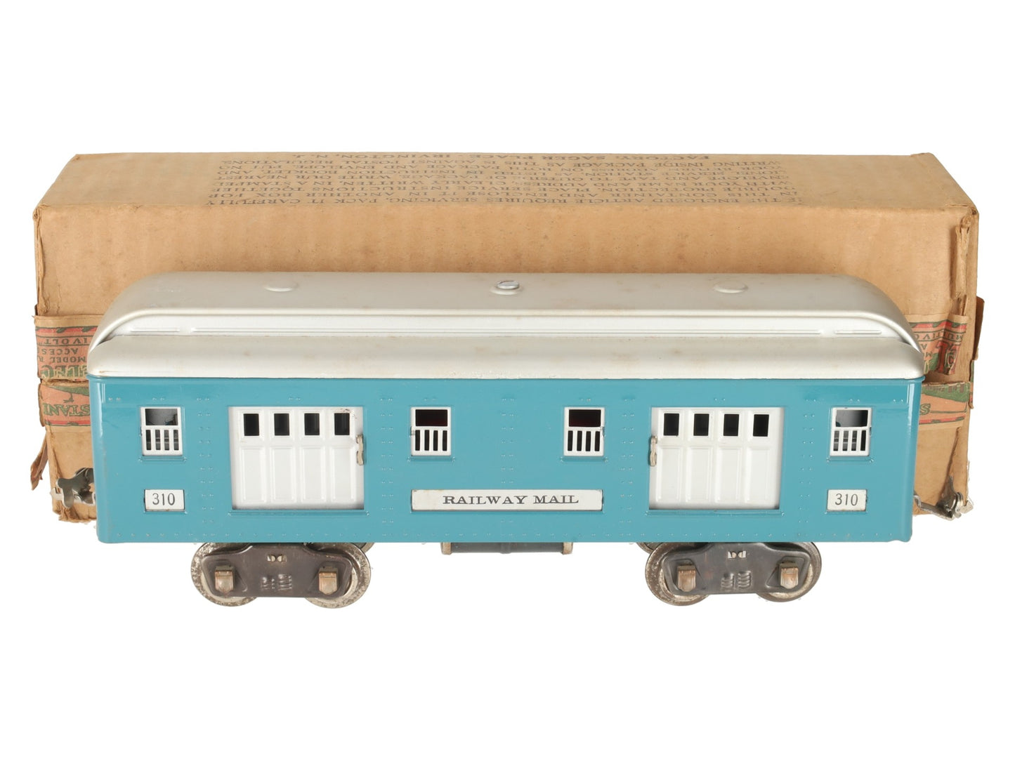 Lionel 310 Vintage Standard Gauge Blue and Silver Tinplate Baggage Car/Box