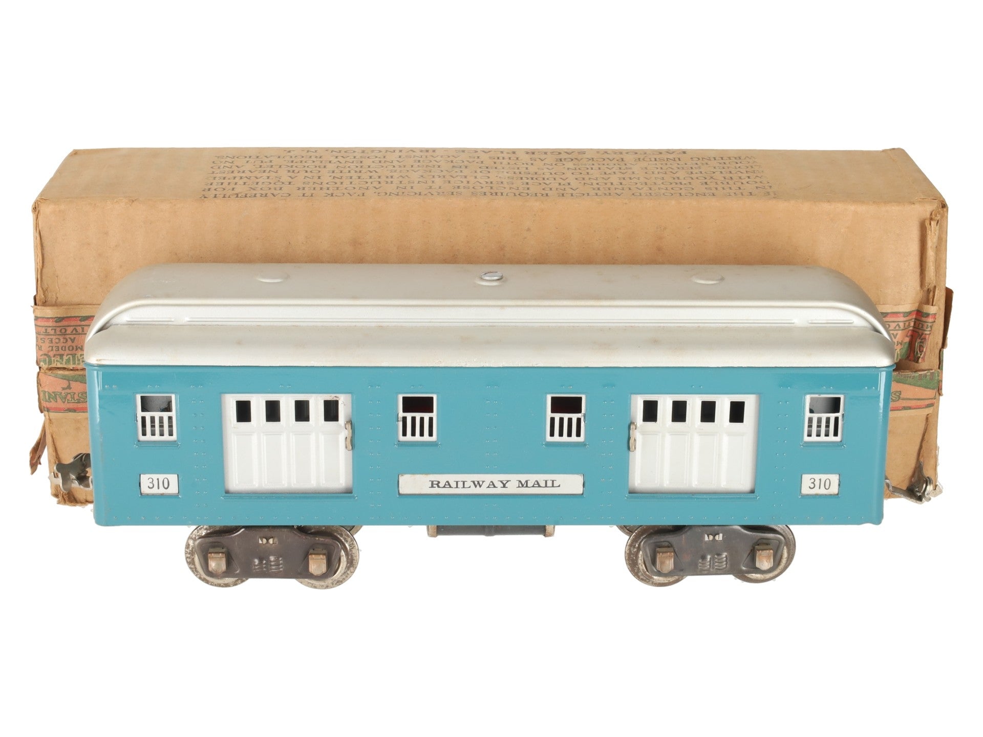 Lionel 310 Vintage Standard Gauge Blue and Silver Tinplate Baggage Car/Box