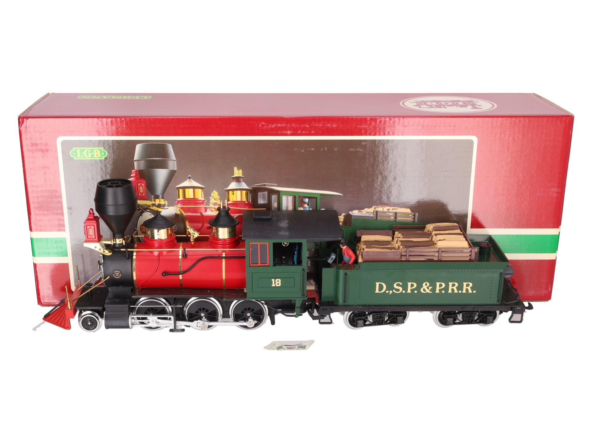 LGB 2018D G Scale DSP&PRR 2-6-0 Mogul Steam Locomotive & Tender #18 EX/Box