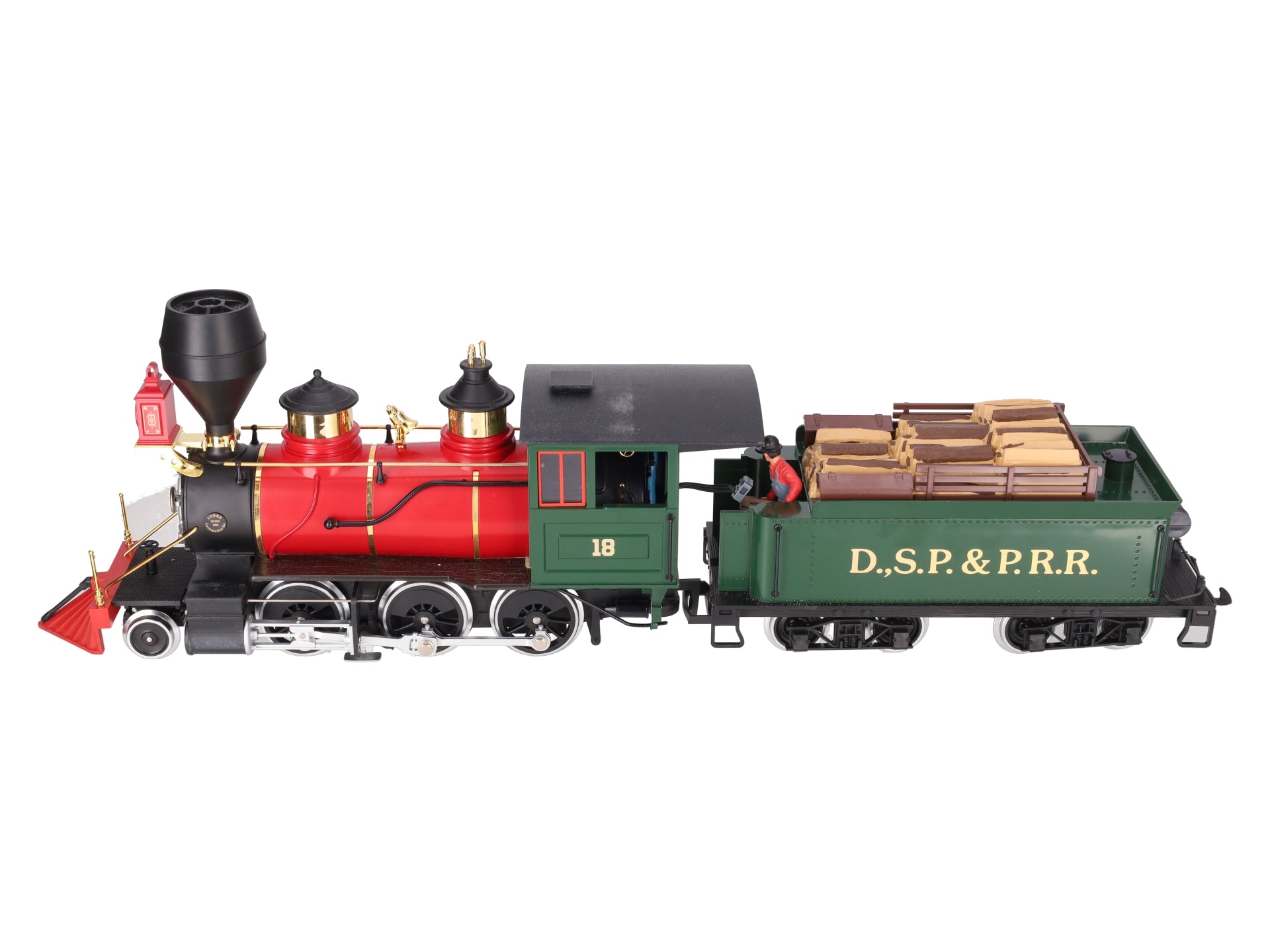 LGB 2018D G Scale DSP&PRR 2-6-0 Mogul Steam Locomotive & Tender #18 EX/Box