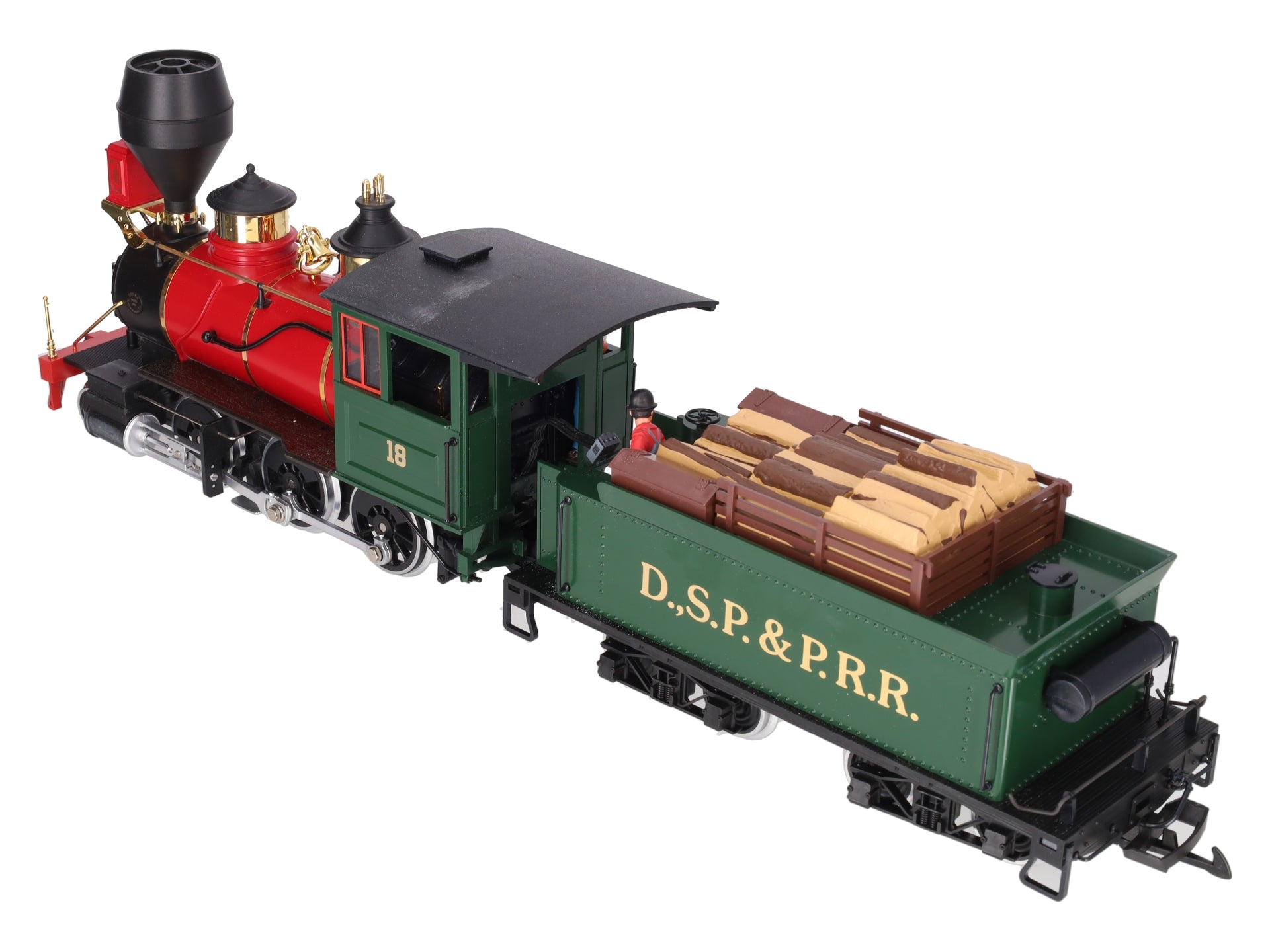 LGB 2018D G Scale DSP&PRR 2-6-0 Mogul Steam Locomotive & Tender #18 EX/Box
