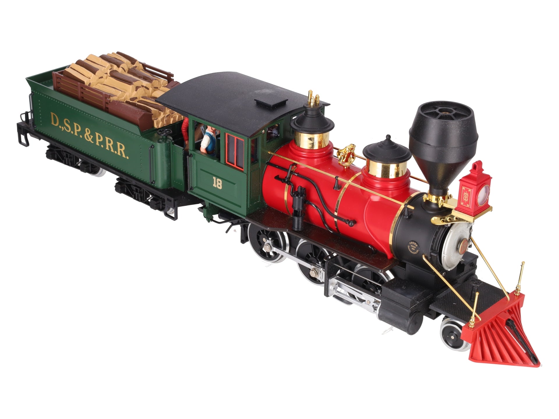 LGB 2018D G Scale DSP&PRR 2-6-0 Mogul Steam Locomotive & Tender #18 EX/Box