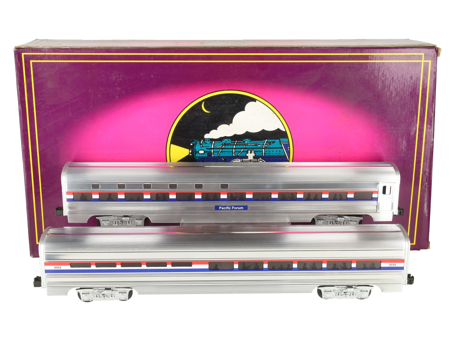 MTH 20-6508 O Gauge Amtrak Premier 70' Aluminum Sleeper/Diner Car Set EX/Box