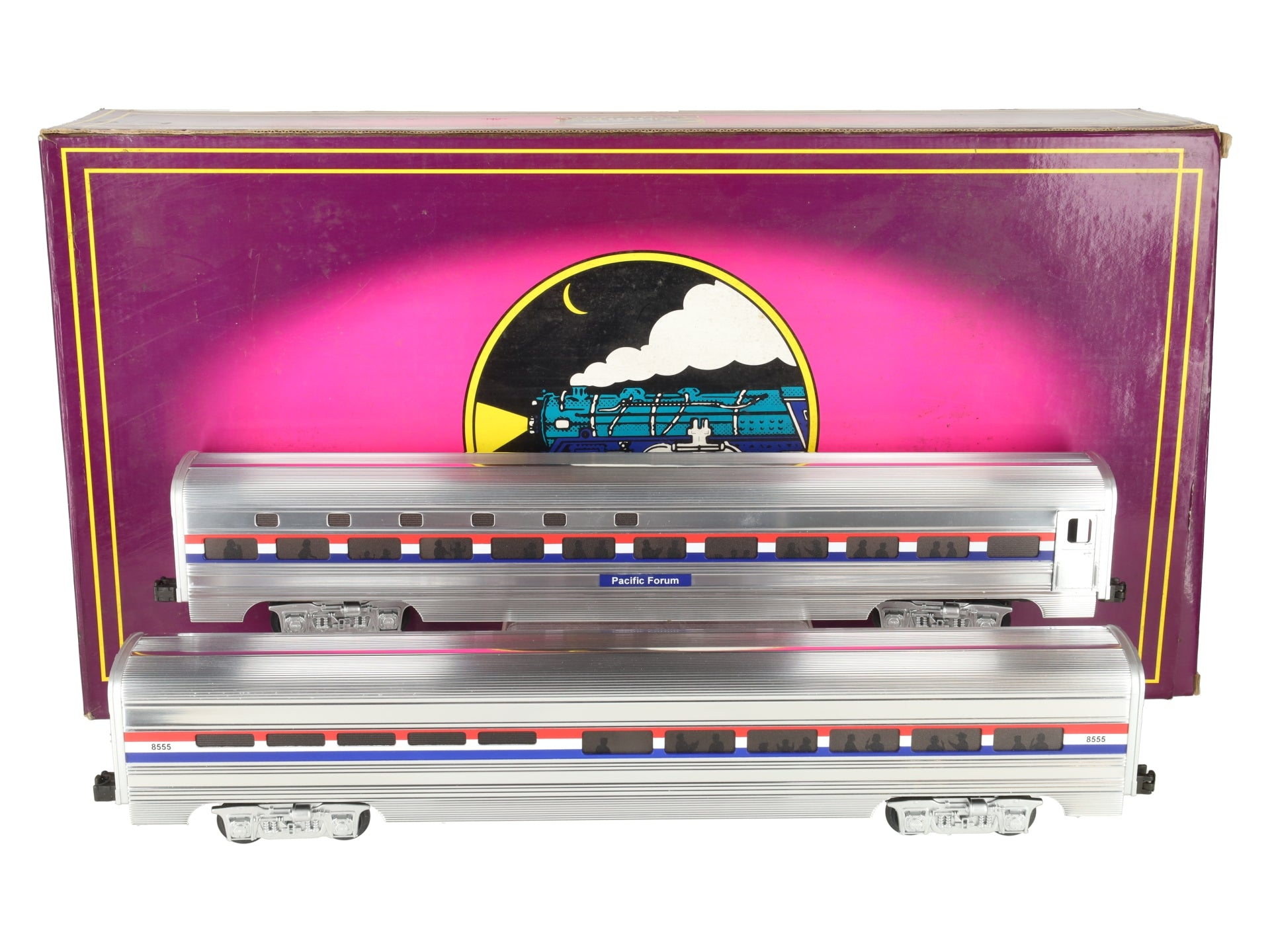 MTH 20-6508 O Gauge Amtrak Premier 70' Aluminum Sleeper/Diner Car Set EX/Box