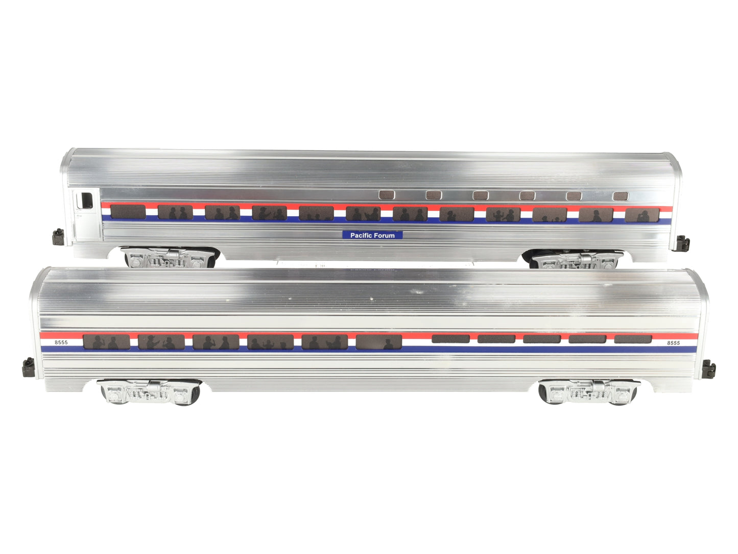 MTH 20-6508 O Gauge Amtrak Premier 70' Aluminum Sleeper/Diner Car Set EX/Box