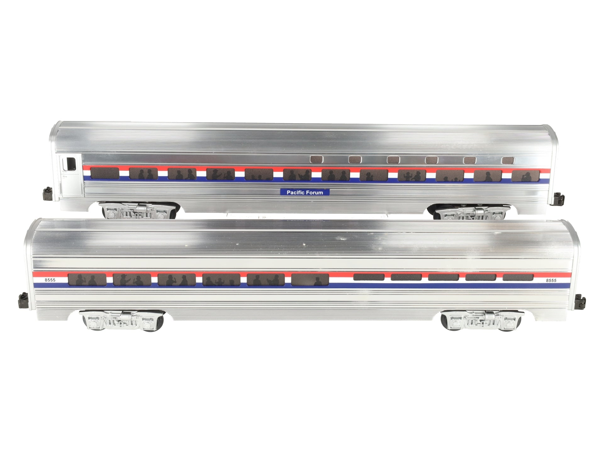 MTH 20-6508 O Gauge Amtrak Premier 70' Aluminum Sleeper/Diner Car Set EX/Box