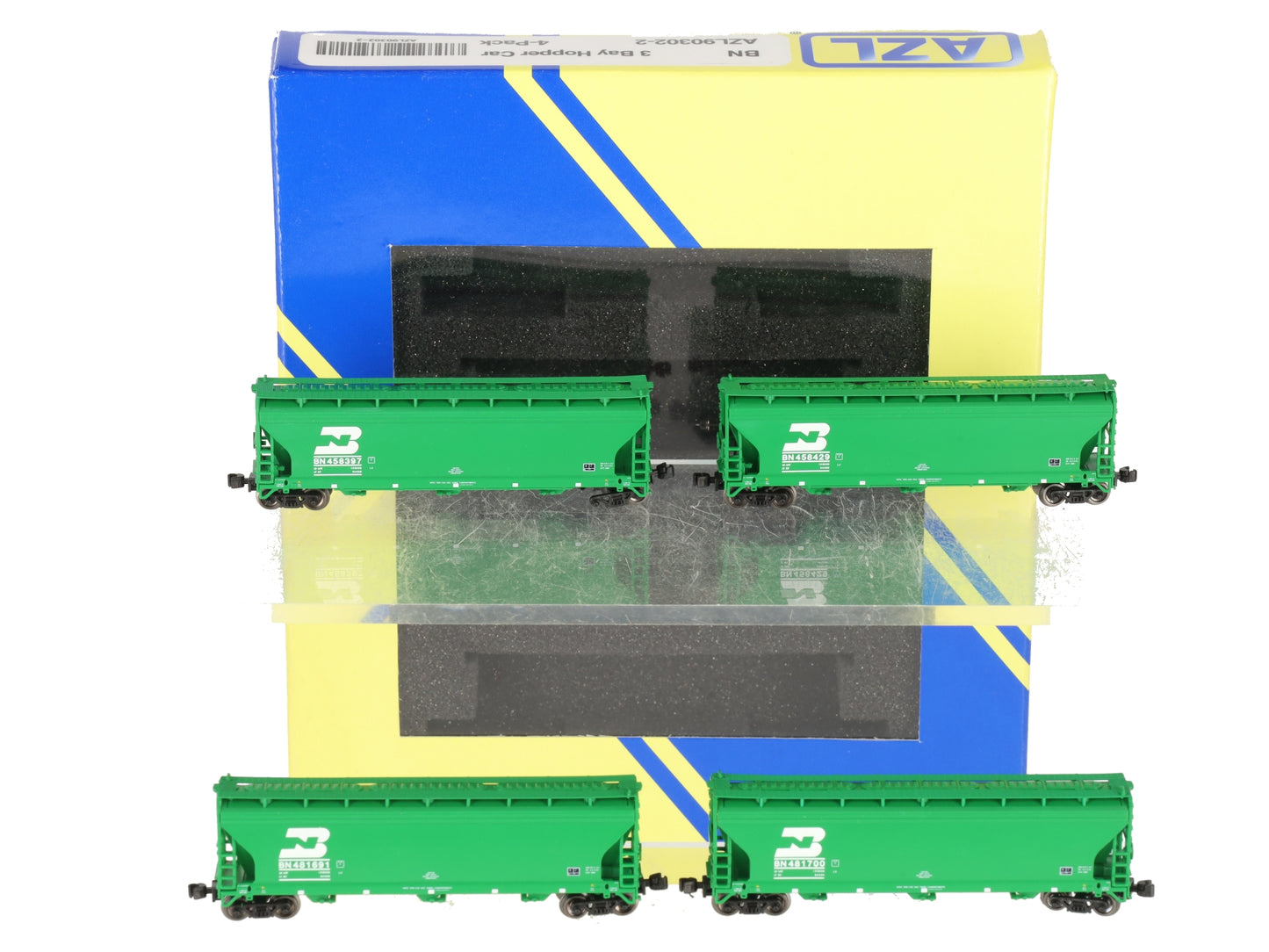 American Z-Line 90302-2 Z Scale BN 3 Bay Hopper Cars (Pack of 4) LN/Box