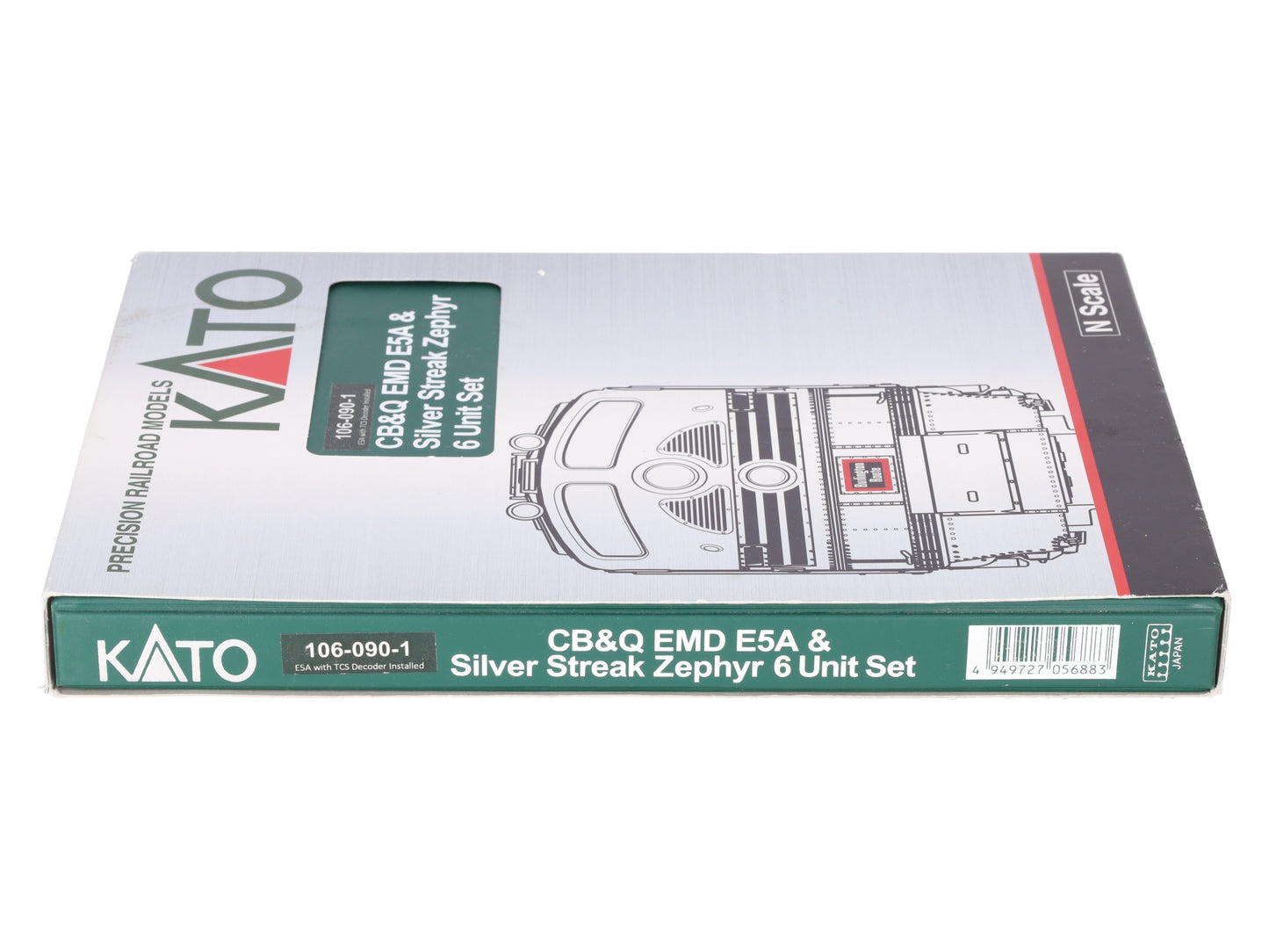 Kato 106-090 N CB&Q EMD E5A Diesel & Silver Streak Zephyr Passenger Set EX/Box