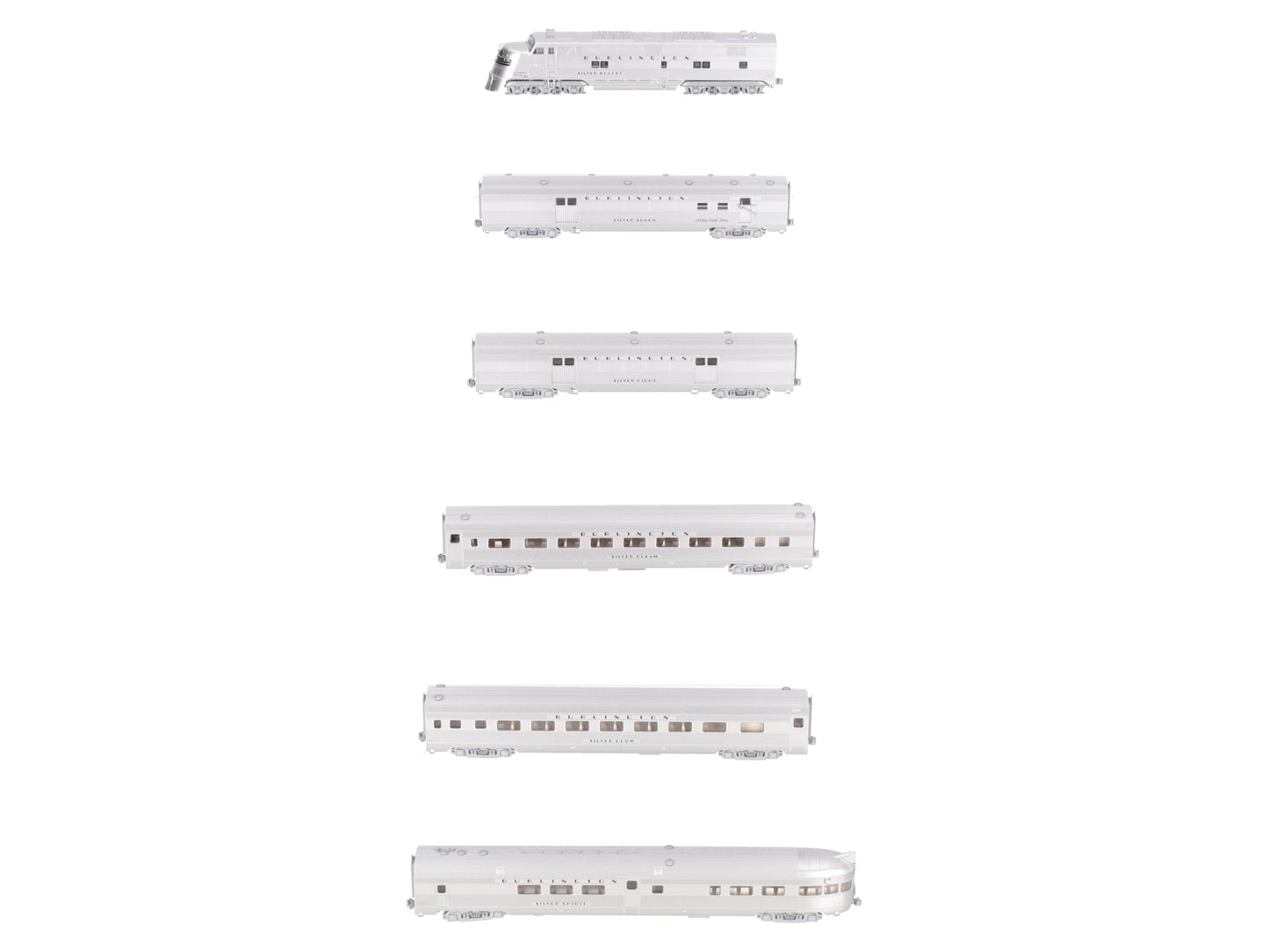 Kato 106-090 N CB&Q EMD E5A Diesel & Silver Streak Zephyr Passenger Set EX/Box