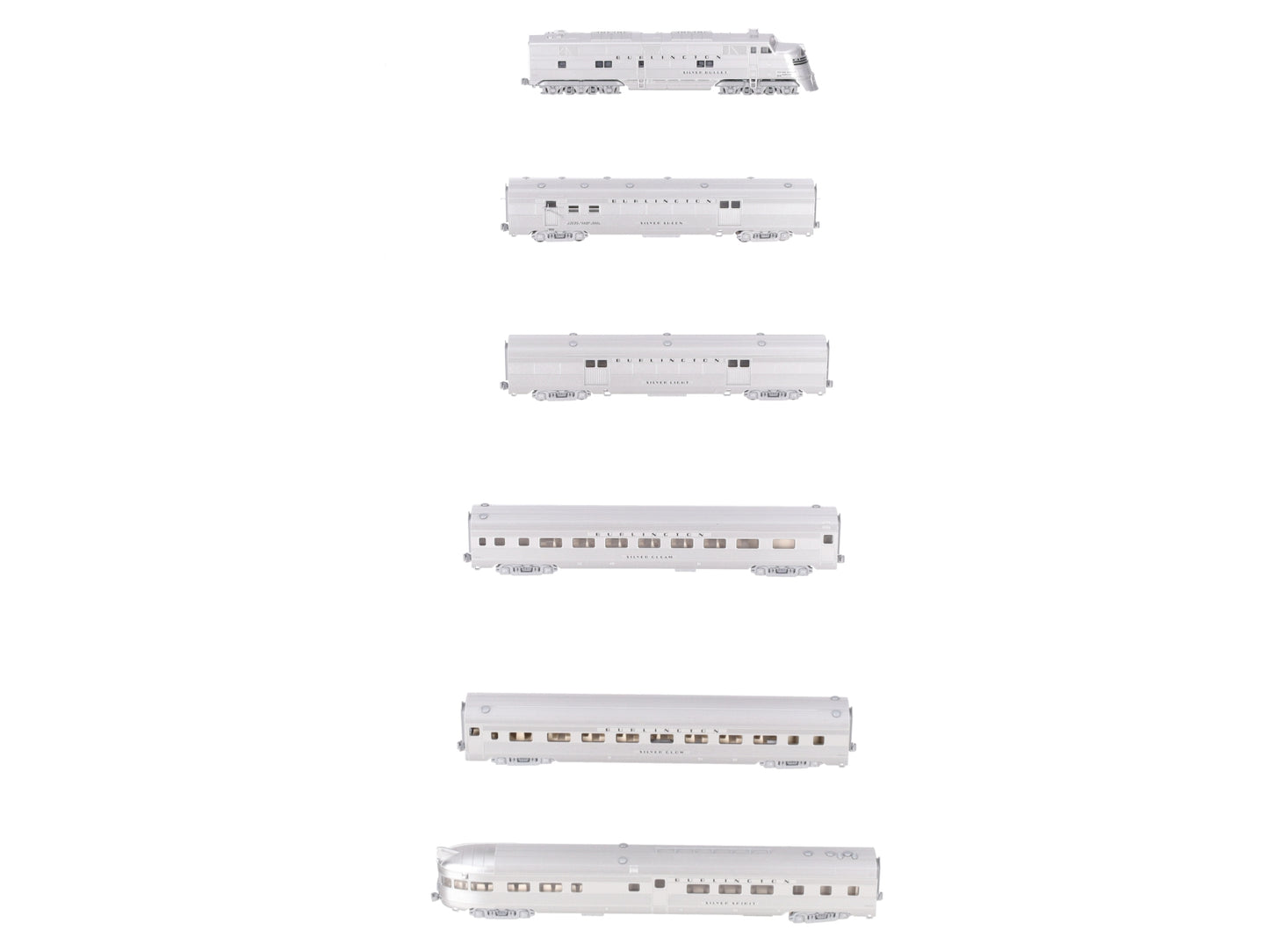 Kato 106-090 N CB&Q EMD E5A Diesel & Silver Streak Zephyr Passenger Set EX/Box