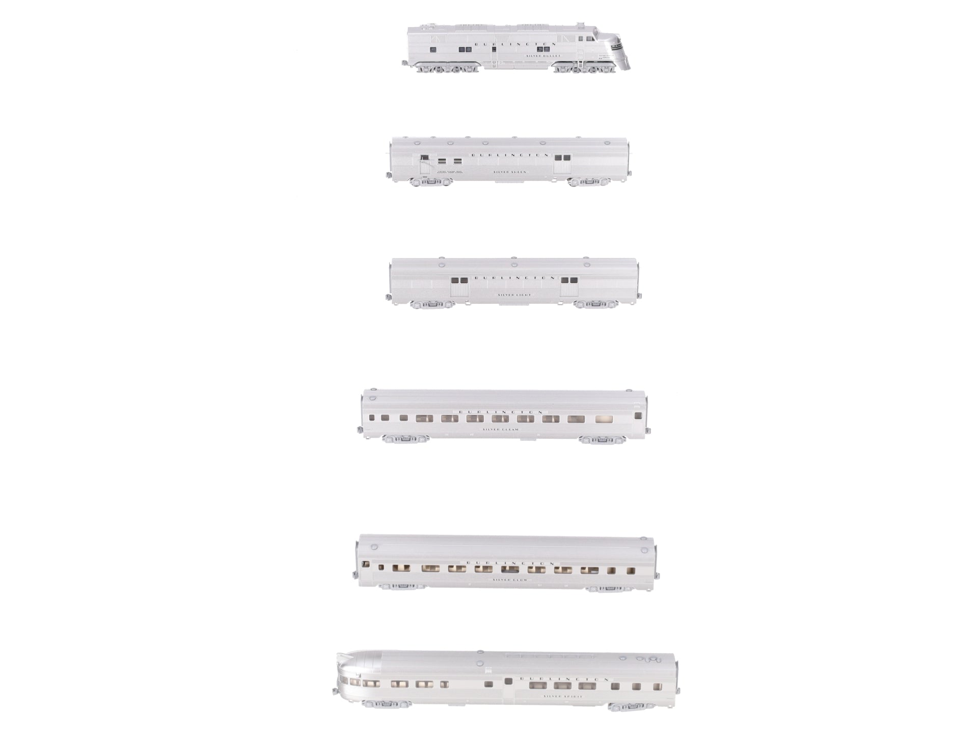 Kato 106-090 N CB&Q EMD E5A Diesel & Silver Streak Zephyr Passenger Set EX/Box
