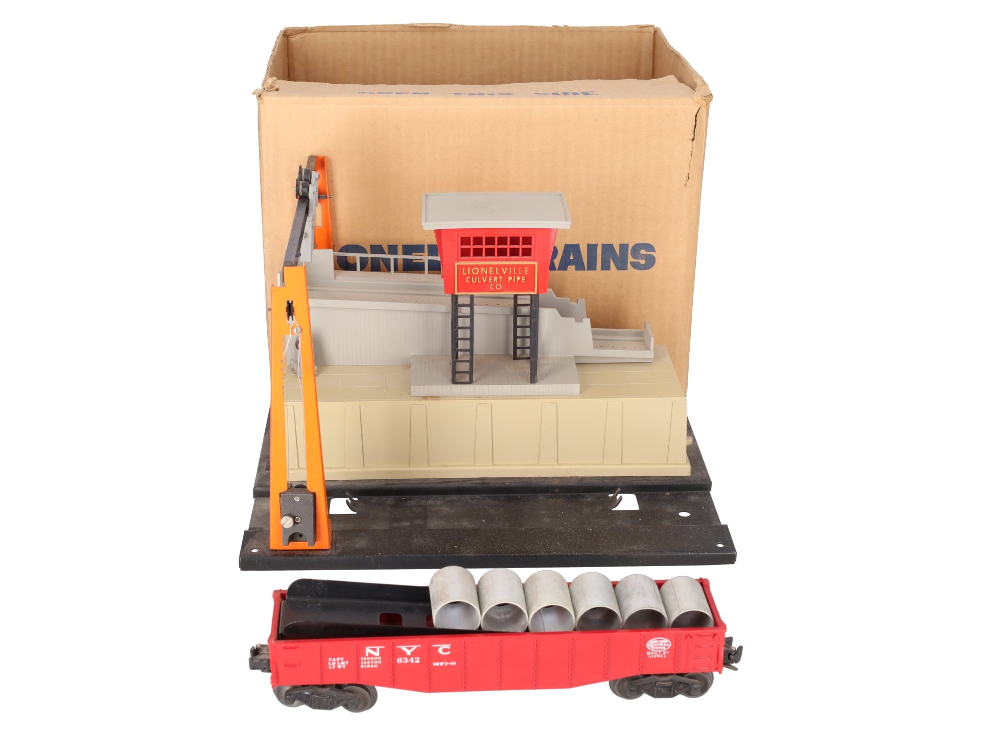 Lionel 345 Vintage O Motorized Culvert Unloader with Car VG/Box