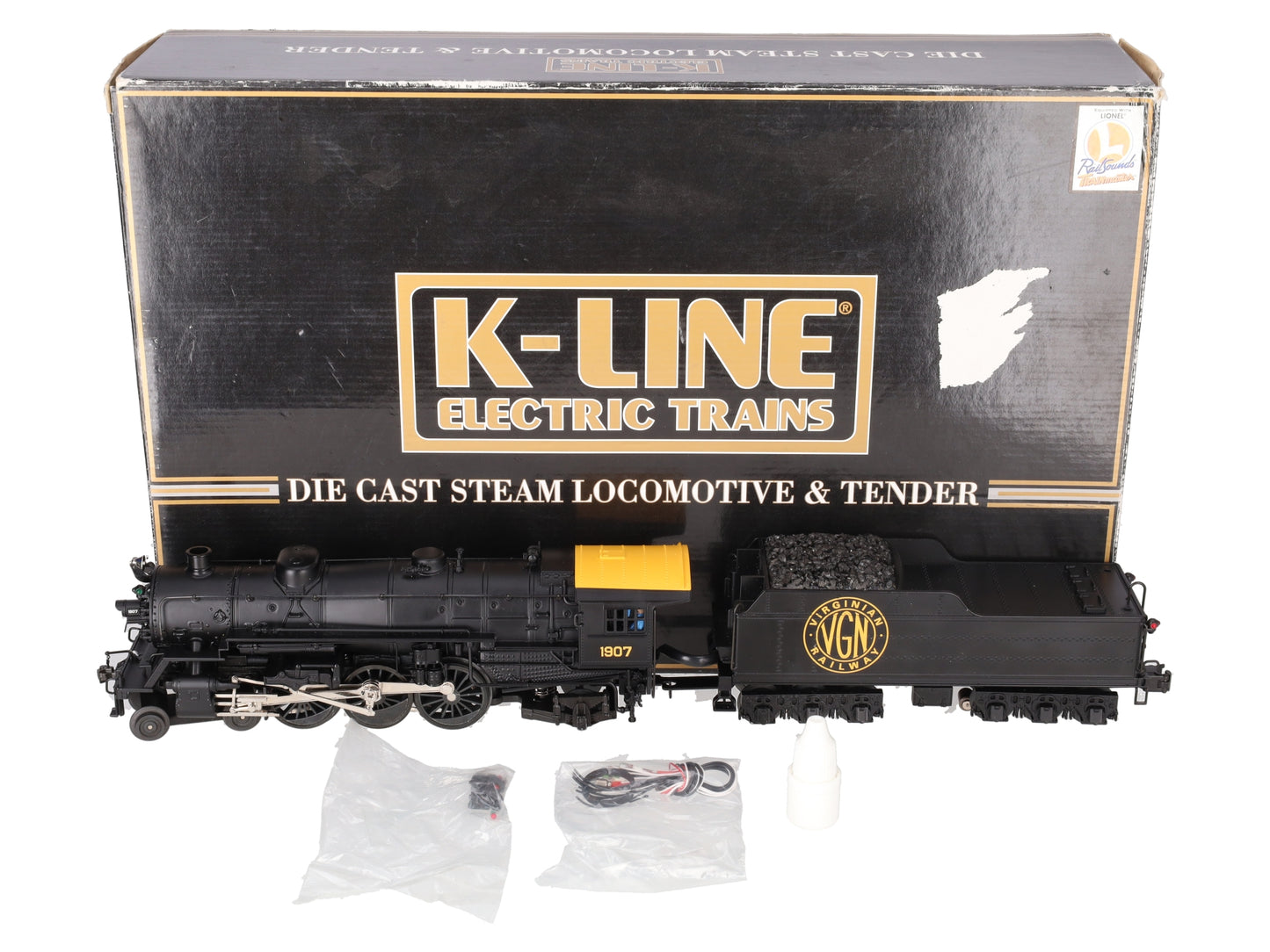 K-Line K3399-0002S O Gauge Virginian Pacific Steam Locomotive w/TMCC #1907 EX/Box