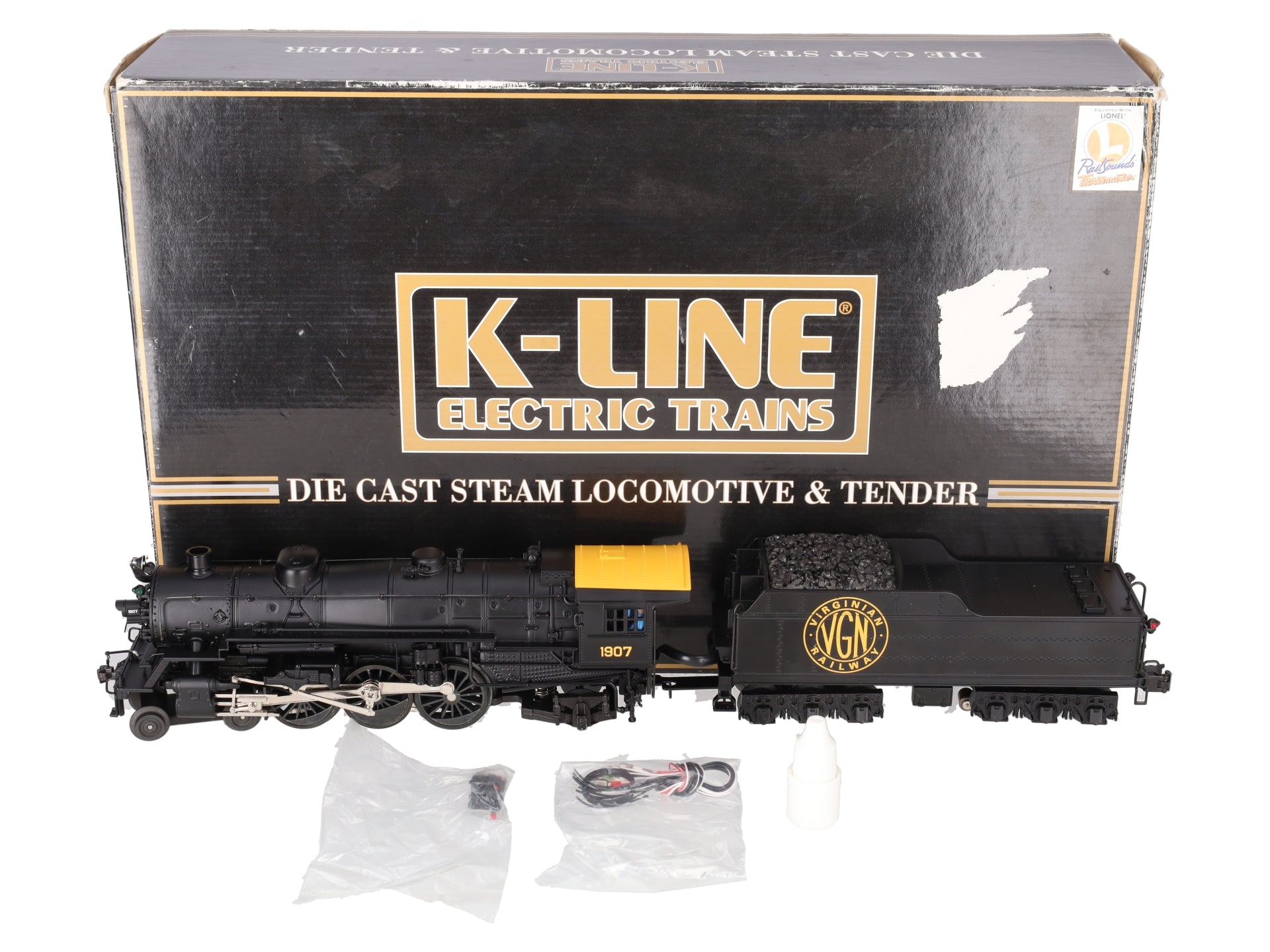 K-Line K3399-0002S O Gauge Virginian Pacific Steam Locomotive w/TMCC #1907 EX/Box