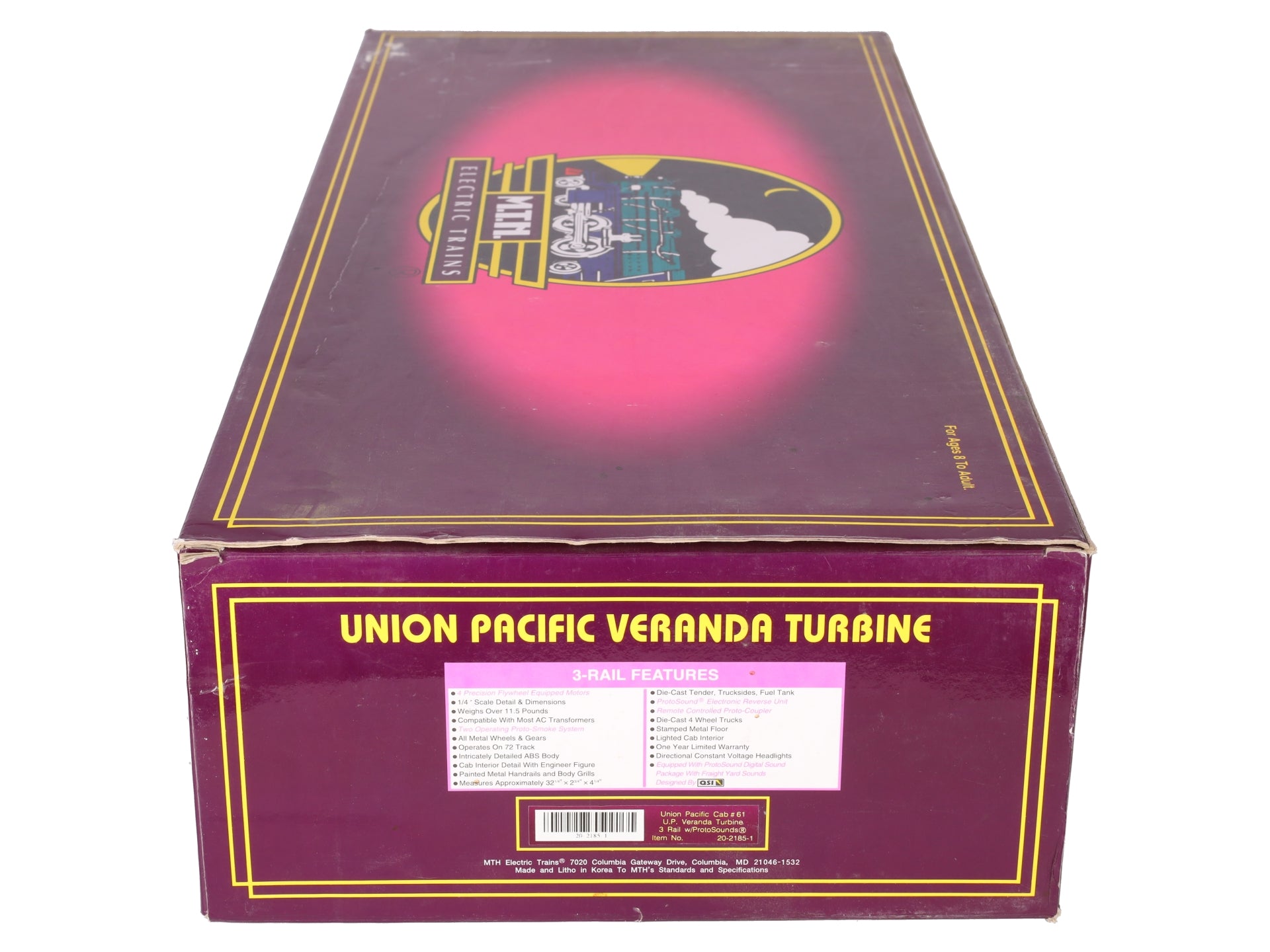 MTH 20-2185-1 O Union Pacific Veranda Turbine Locomotive w/PS2 #61 VG/Box