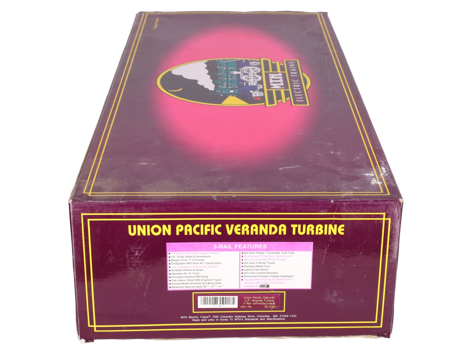 MTH 20-2185-1 O Union Pacific Veranda Turbine Locomotive w/PS2 #61 VG/Box