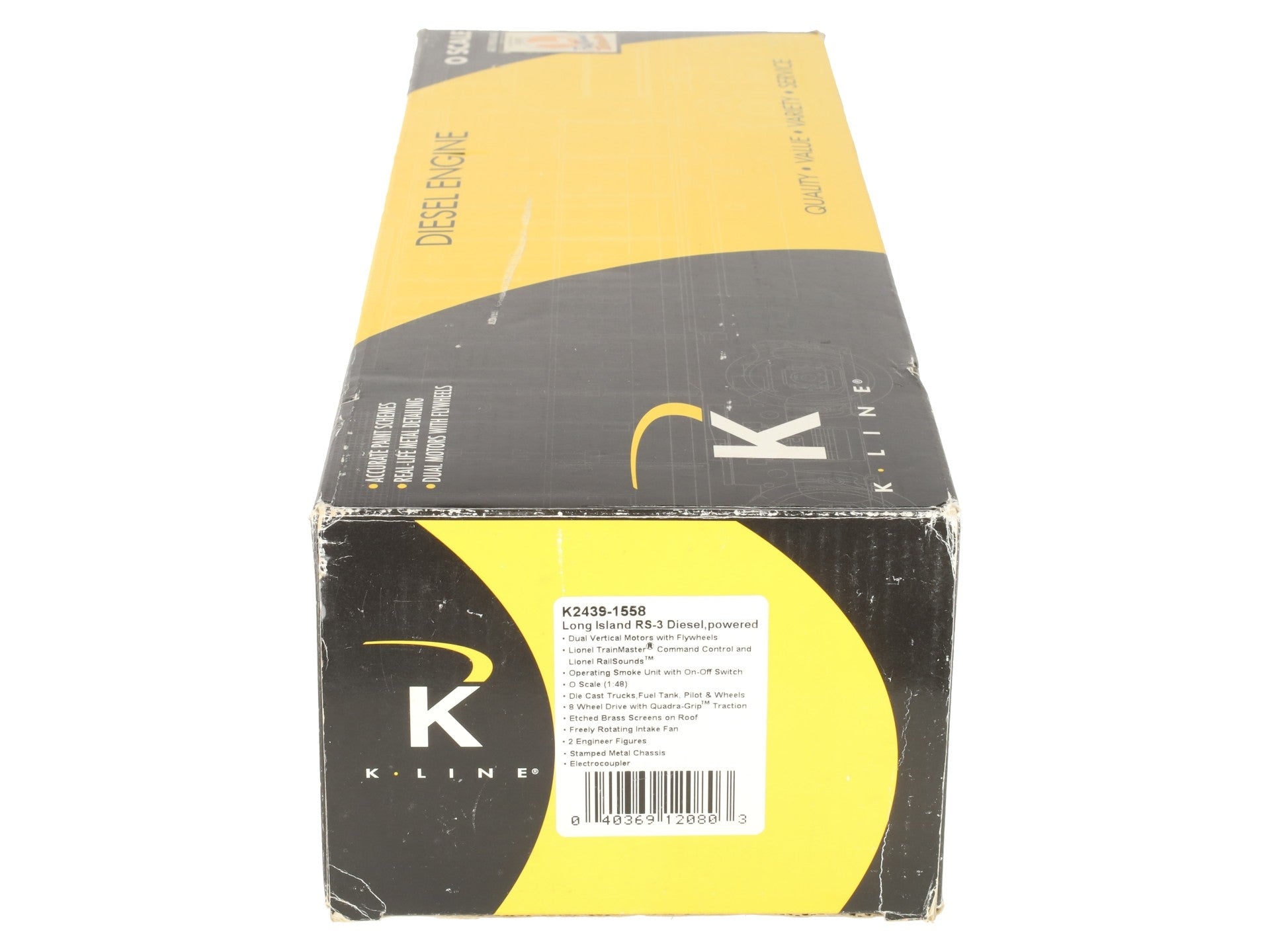 K-Line K2439-1558 O Gauge Long Island RS-3 Diesel Locomotive/Box