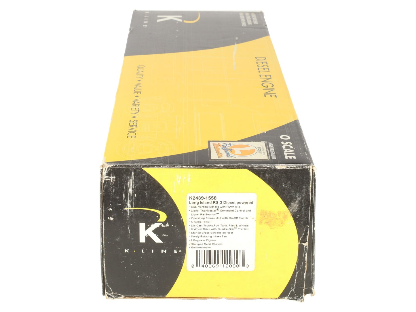 K-Line K2439-1558 O Gauge Long Island RS-3 Diesel Locomotive/Box
