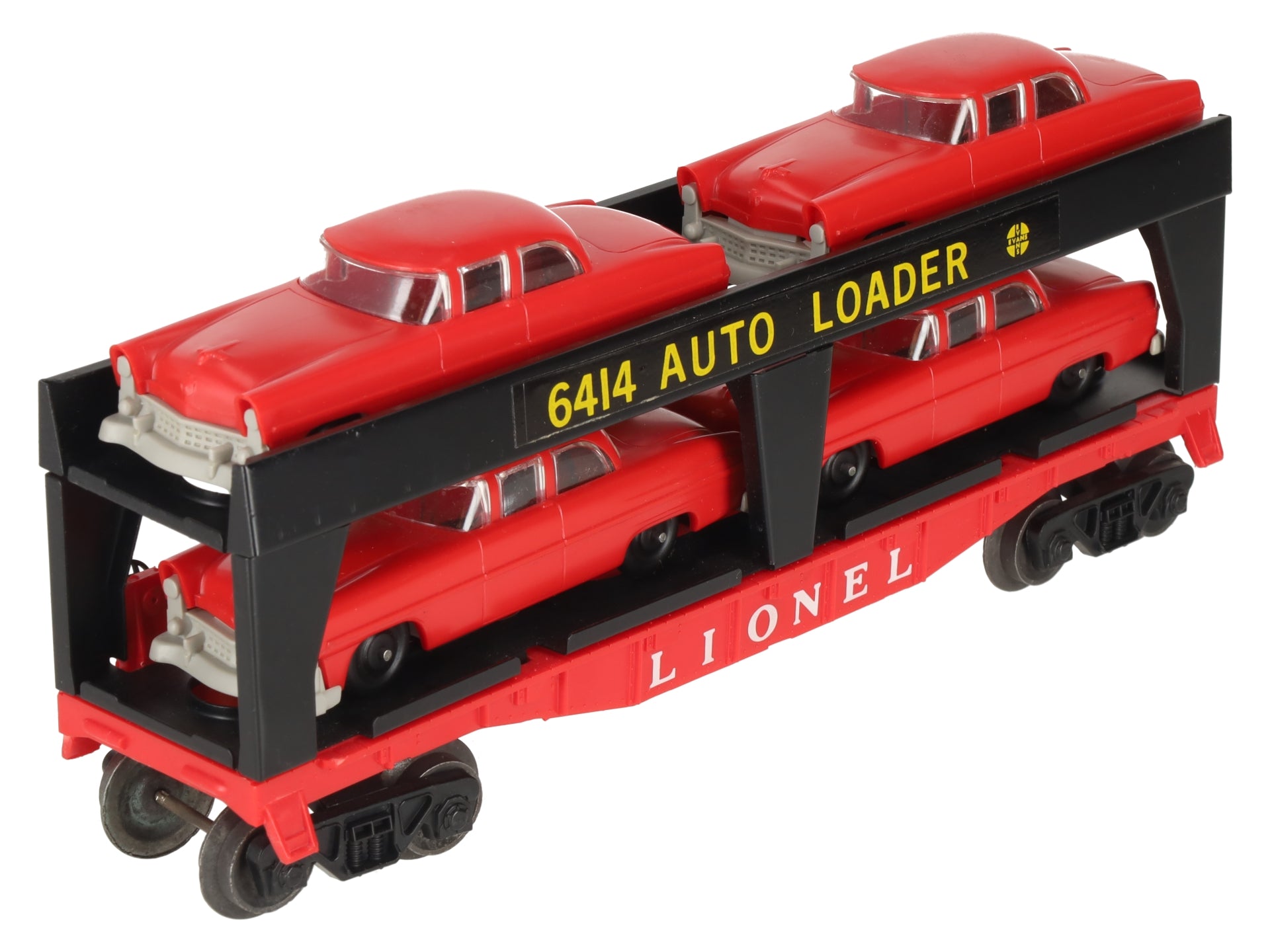Lionel 6414 Vintage O Glen Uhl Evans Autoloader with 4 Red Sedans EX/Box