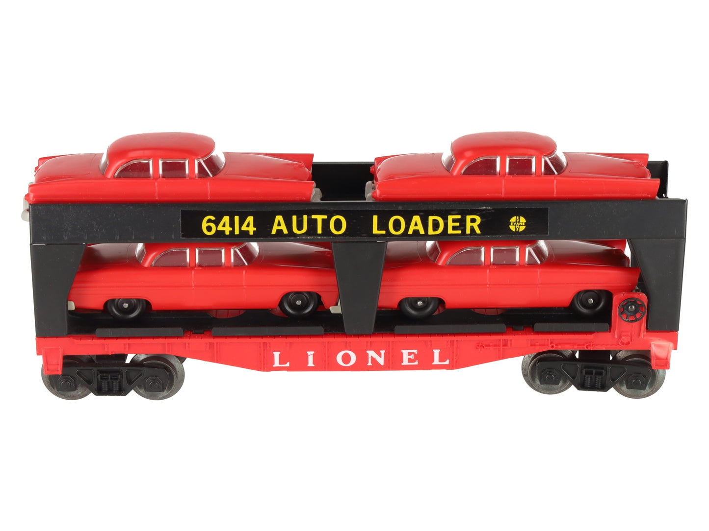Lionel 6414 Vintage O Glen Uhl Evans Autoloader with 4 Red Sedans EX/Box