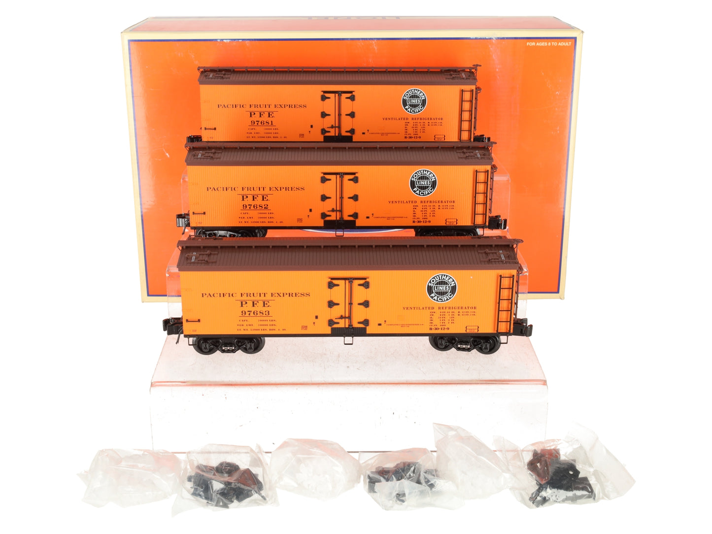 Lionel 6-11657 O Gauge Pacific Fruit Express Woodsided Refrigerator (Set of 3) LN/Box
