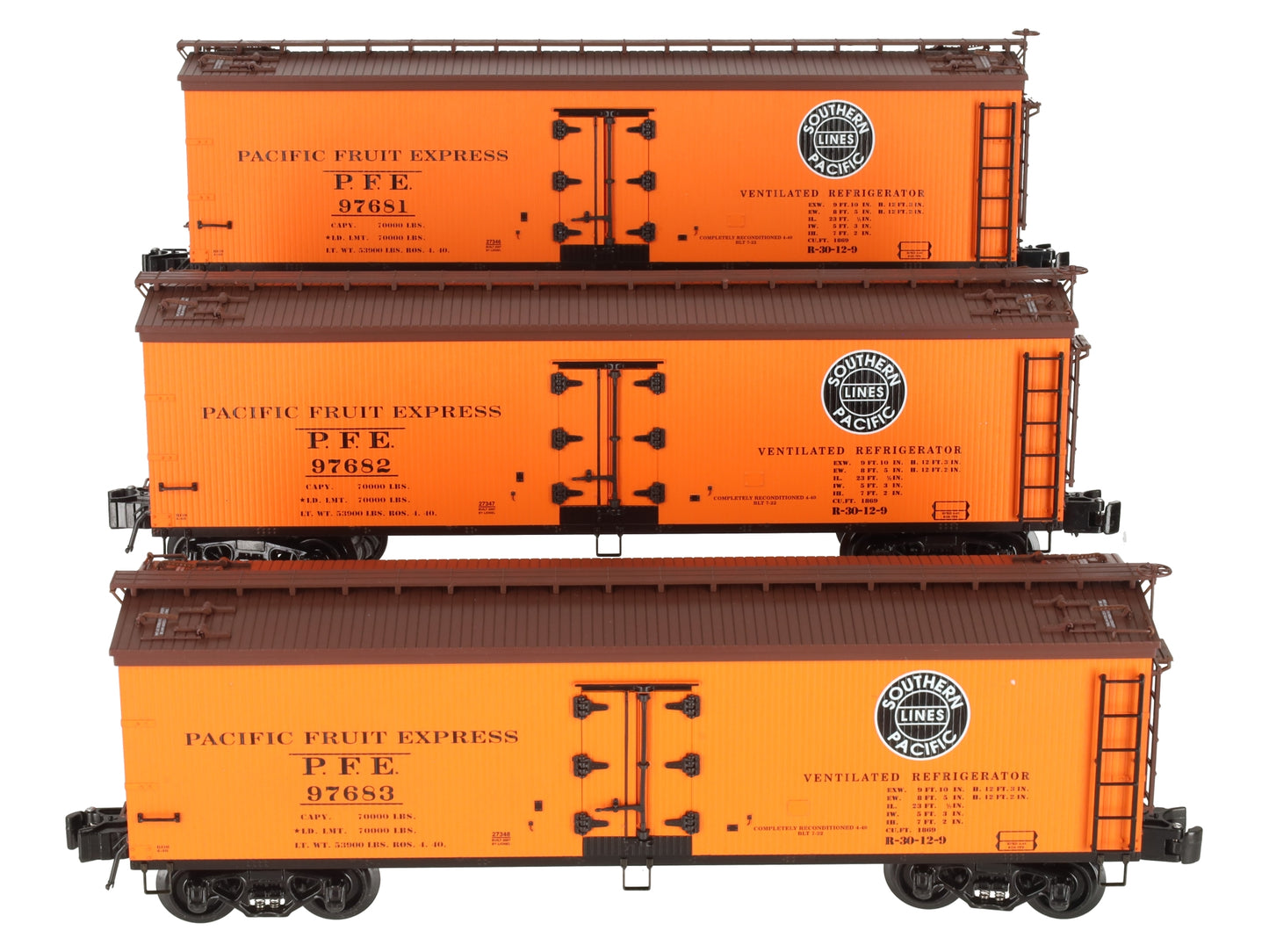 Lionel 6-11657 O Gauge Pacific Fruit Express Woodsided Refrigerator (Set of 3) LN/Box