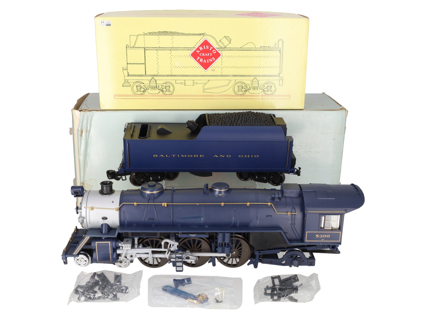 Aristo-Craft 21402 G B&O Blue Comet 4-6-2 Steam Locomotive w/ Tender #5300 VG/Box