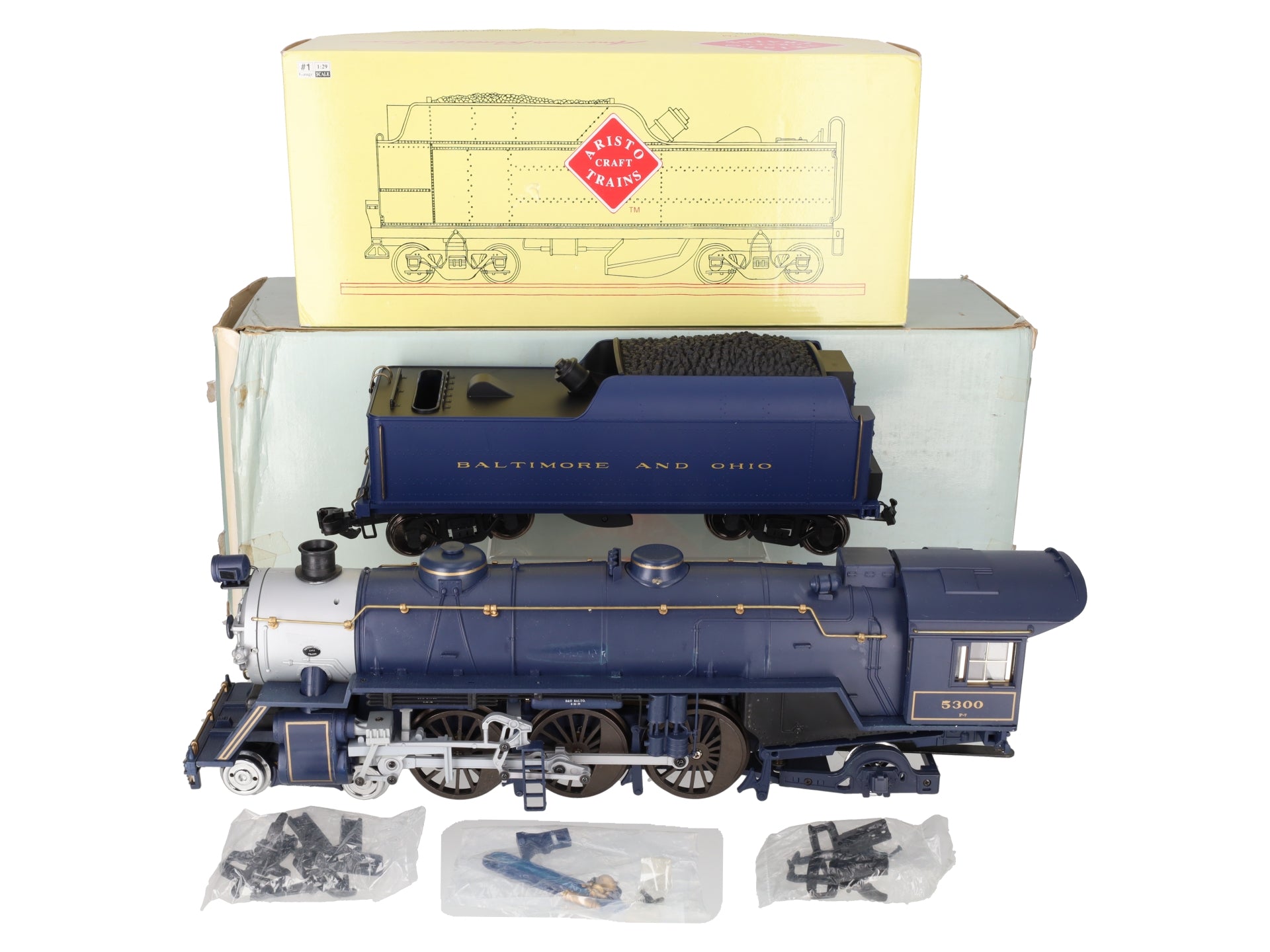 Aristo-Craft 21402 G B&O Blue Comet 4-6-2 Steam Locomotive w/ Tender #5300 VG/Box