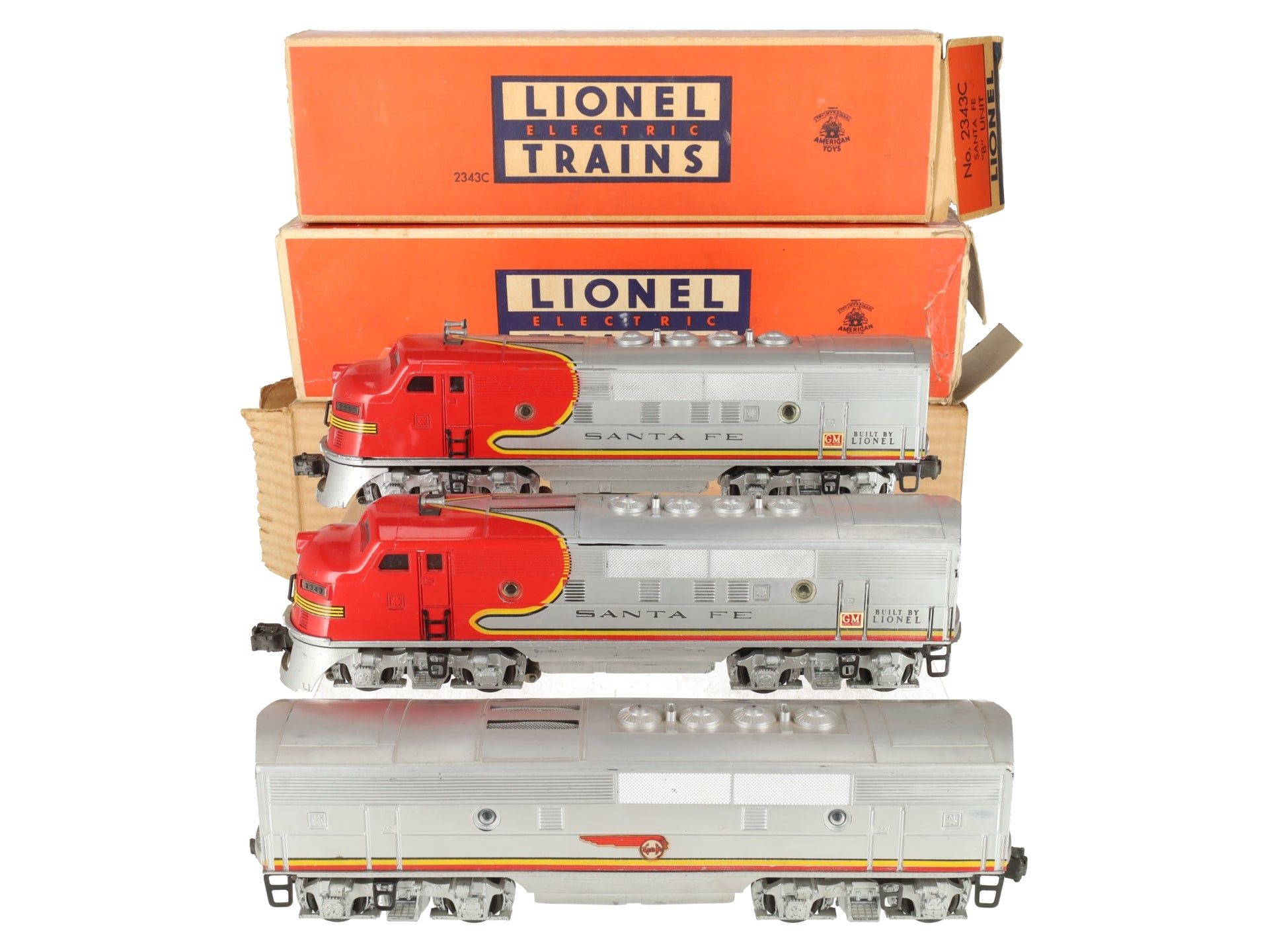 Lionel 2343 Vintage O Santa Fe F3 ABA Diesel Locomotive Set VG/Box