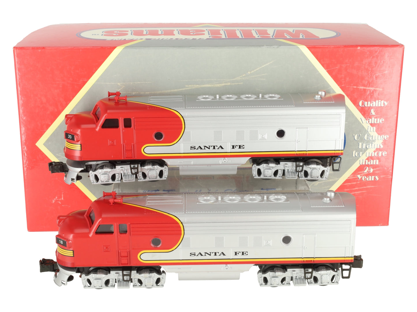 Williams O Gauge ATSF F-7-120 GM F-7 AA Powered/Dummy Diesel Locomotive #18/20 EX/Box