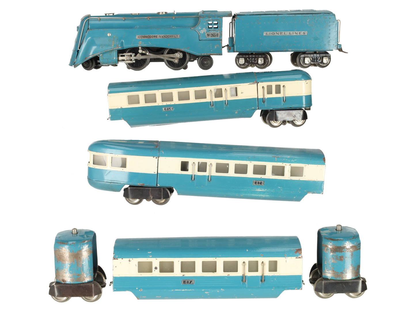 Lionel 265 Vintage O Prewar Blue Streak Set w/ 265E 265W 617 618 619