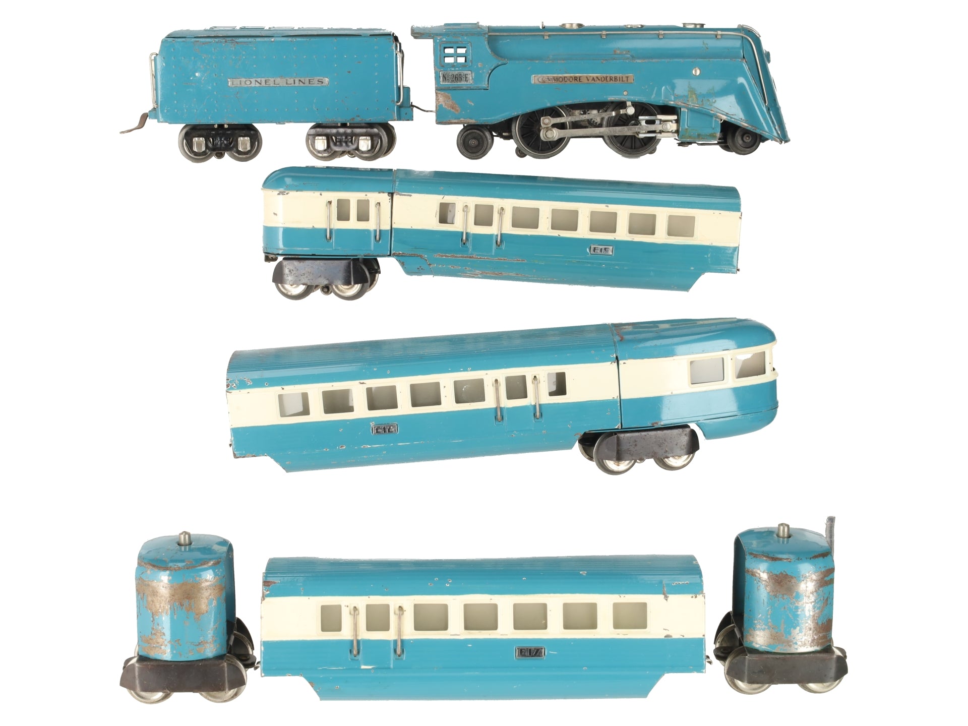 Lionel 265 Vintage O Prewar Blue Streak Set w/ 265E 265W 617 618 619