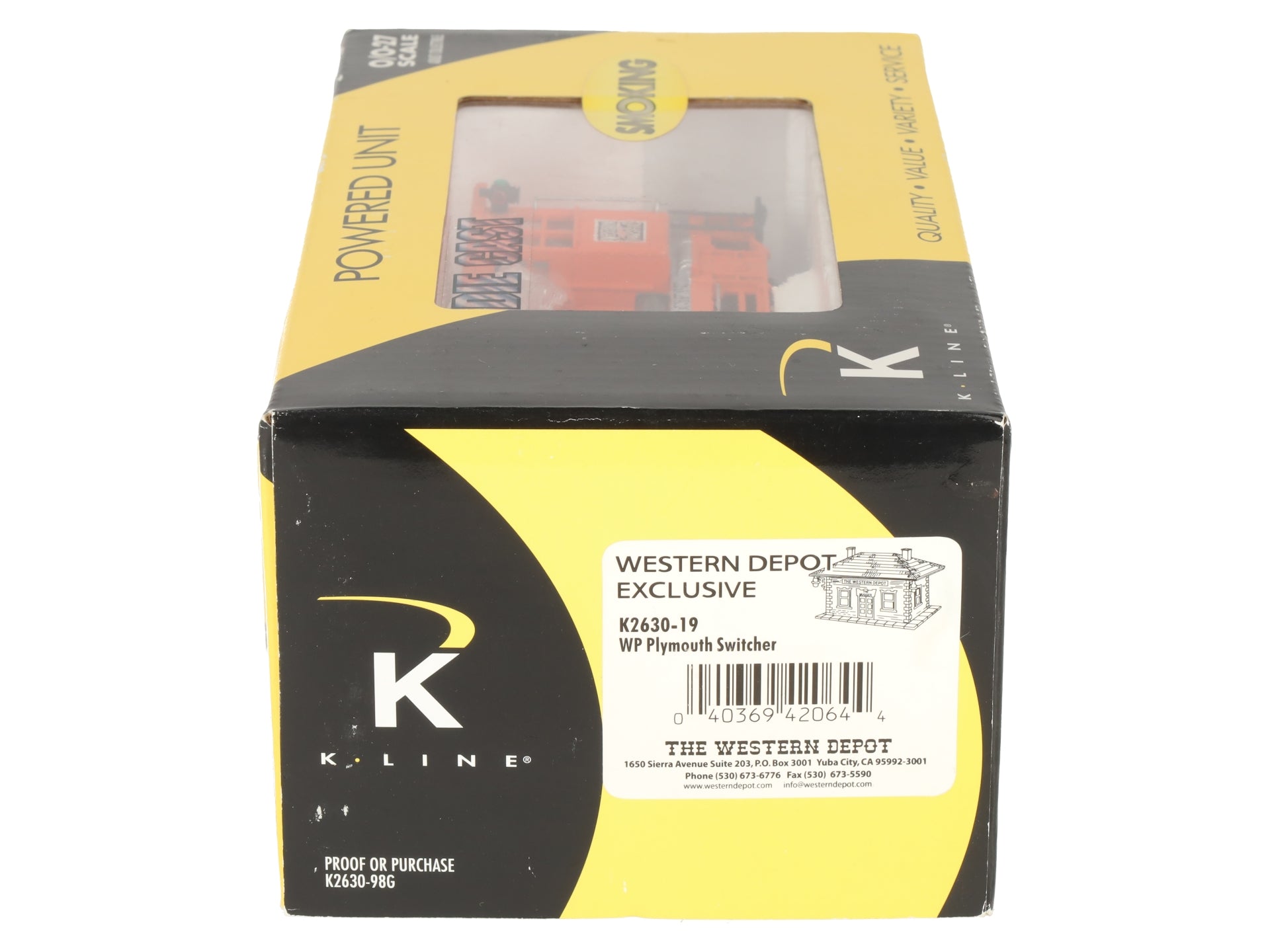 K-Line K2630-19 O Gauge Western Pacific Plymouth Switcher w/ Smoke EX/Box