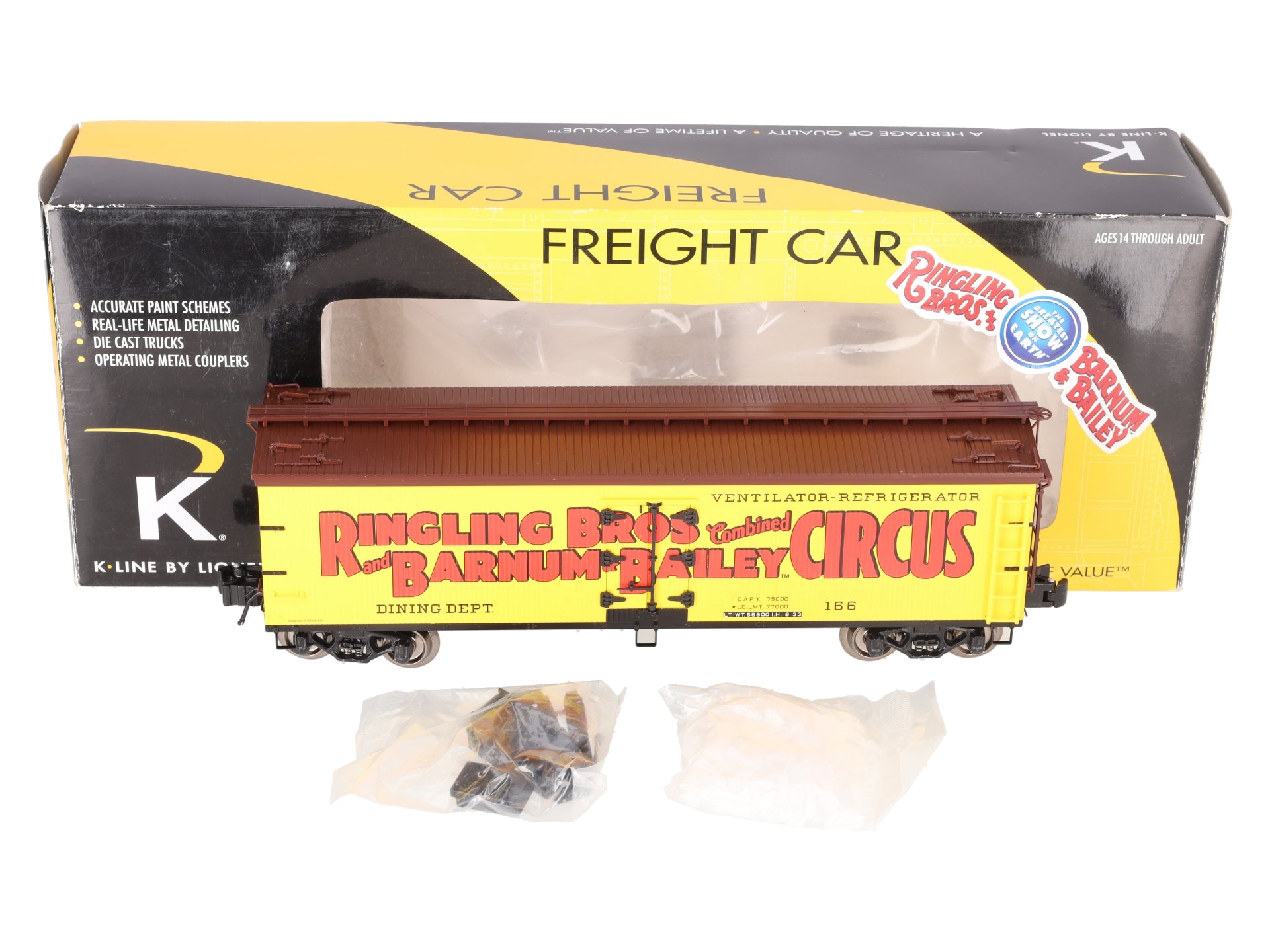 K-Line 6-22249 O Ringling Bros Dining Dept Scale Wood-Sided Reefer NIB