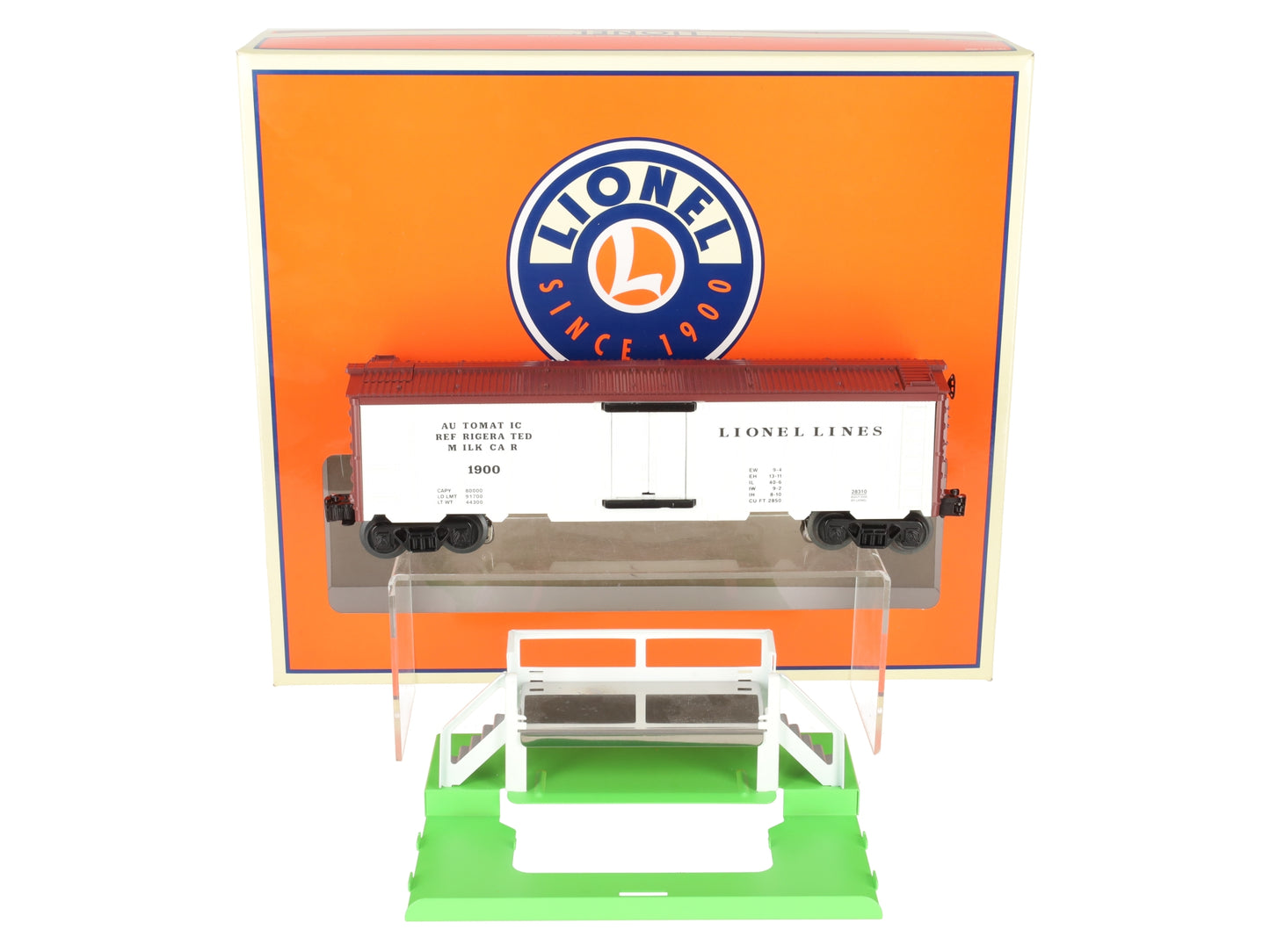 Lionel 2028310 O Lionel Lines Operating Milk Car with Platform #1900 - 3-Rail LN/Box