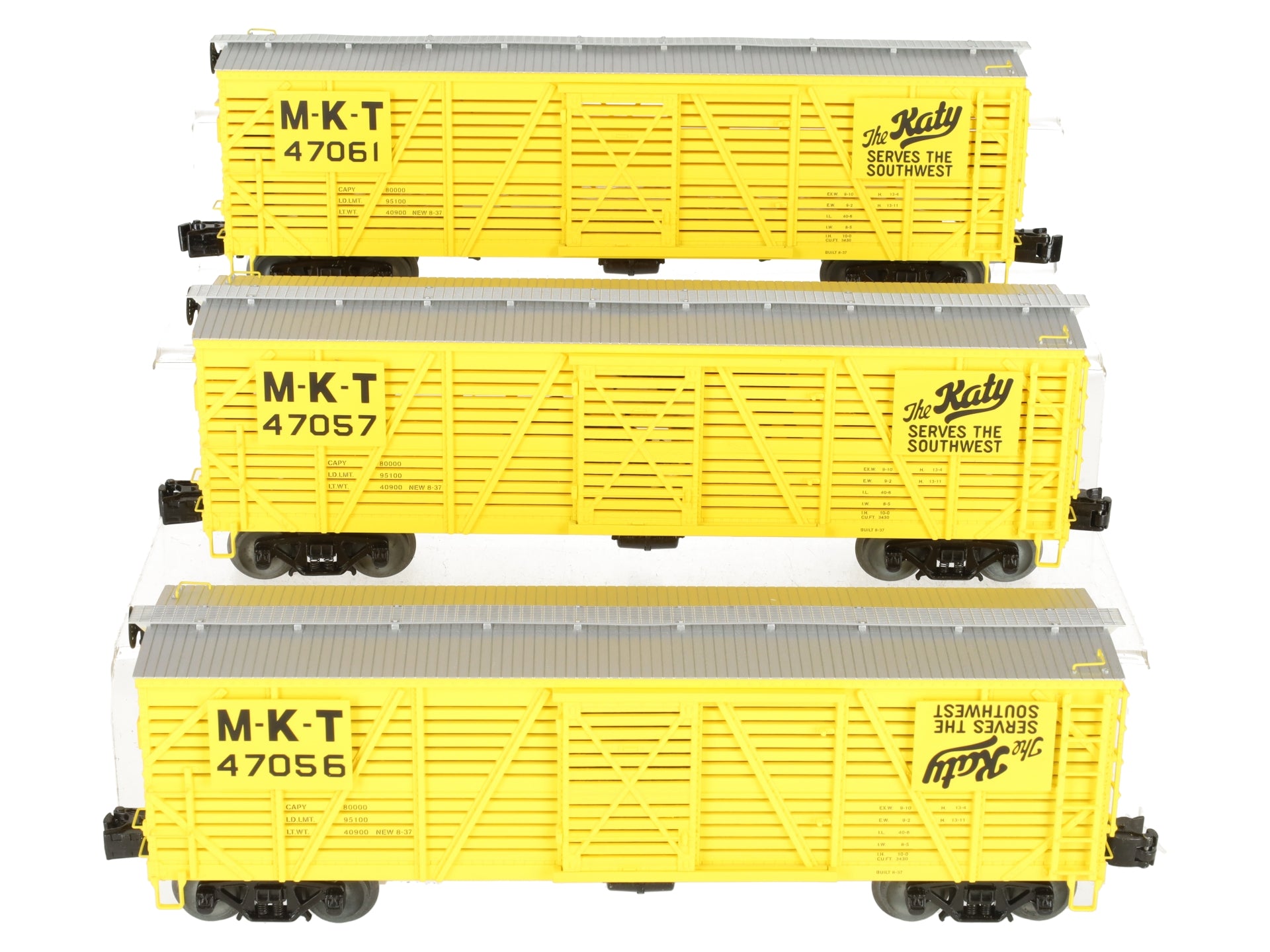 Lionel 2026860 O Missouri Kansas & Texas Vision Stock Car #47056 (Set of 3) LN/Box