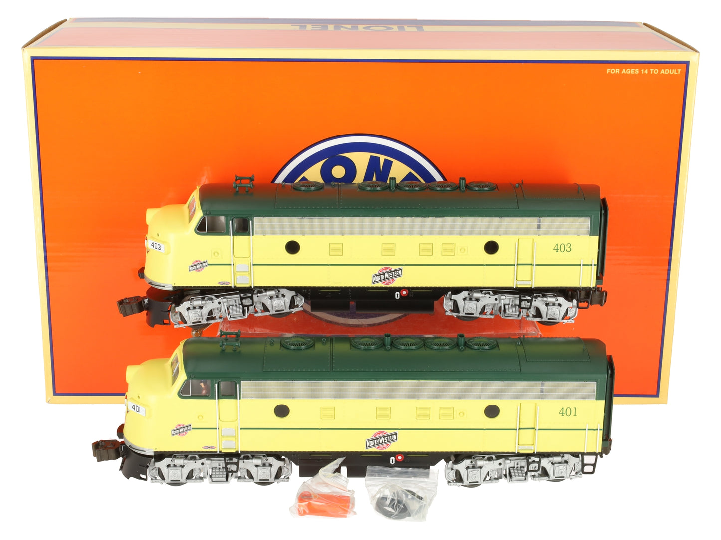 Lionel 6-38754 O C&NW Legacy F-7 AA Diesel Locomotive Set #401/#403 LN/Box