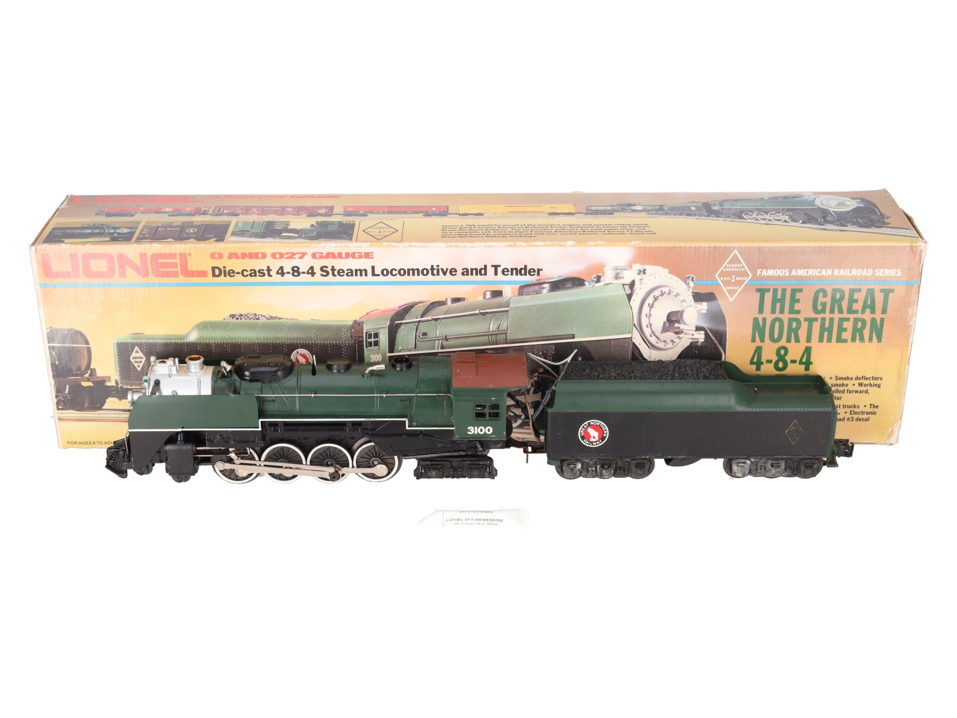 Lionel 6-3100 O Gauge Great Northern 4-8-4 Steam Locomotive & Tender VG/Box