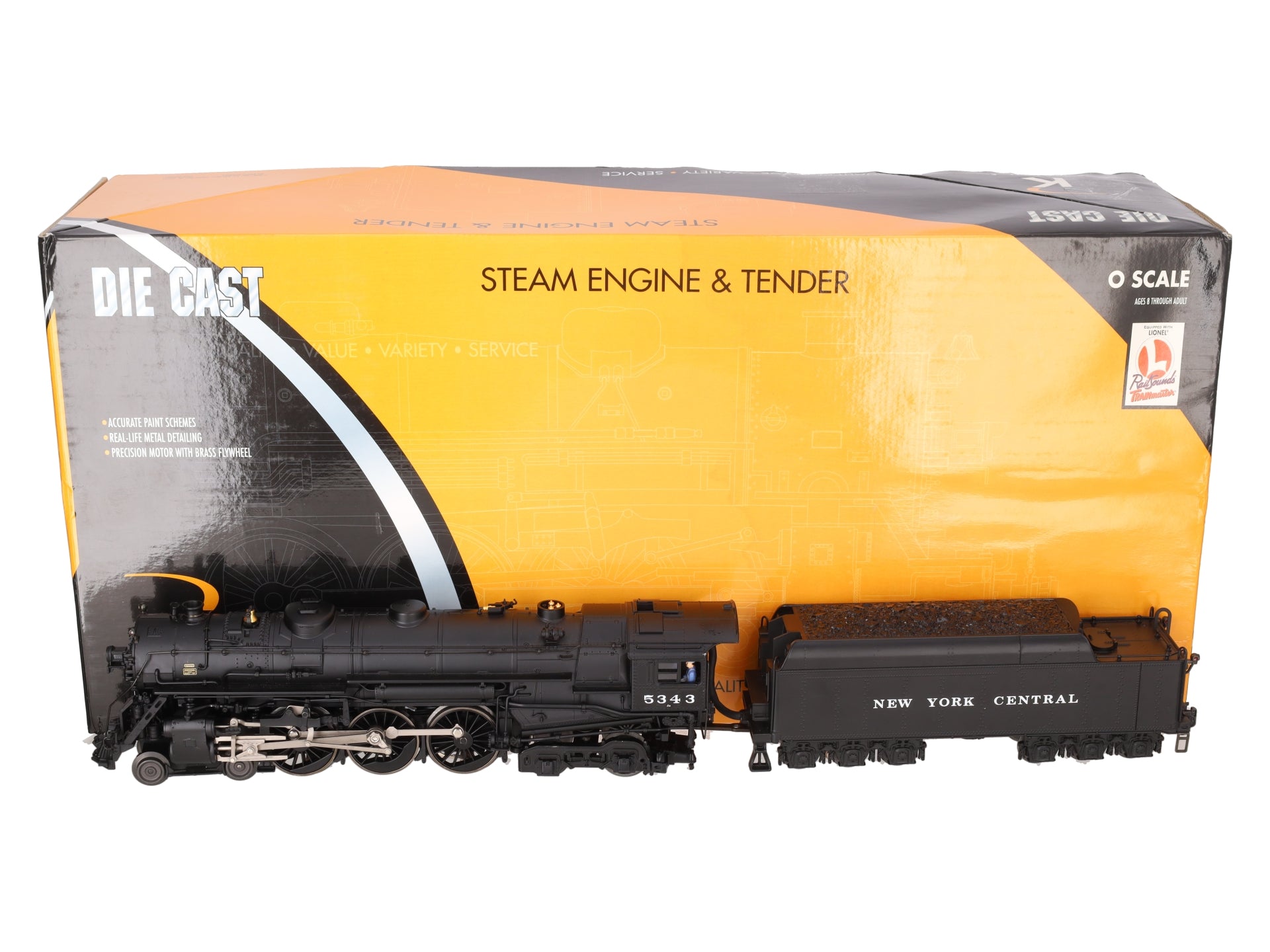 K-Line K3270-5343S O New York Central J1e Hudson Steam Locomotive & Tender #5343 EX/Box
