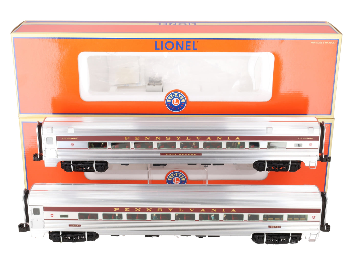 Lionel 6-25455 O Gauge Pennsylvania Congressional 18" Aluminum Passenger Car Set EX/Box
