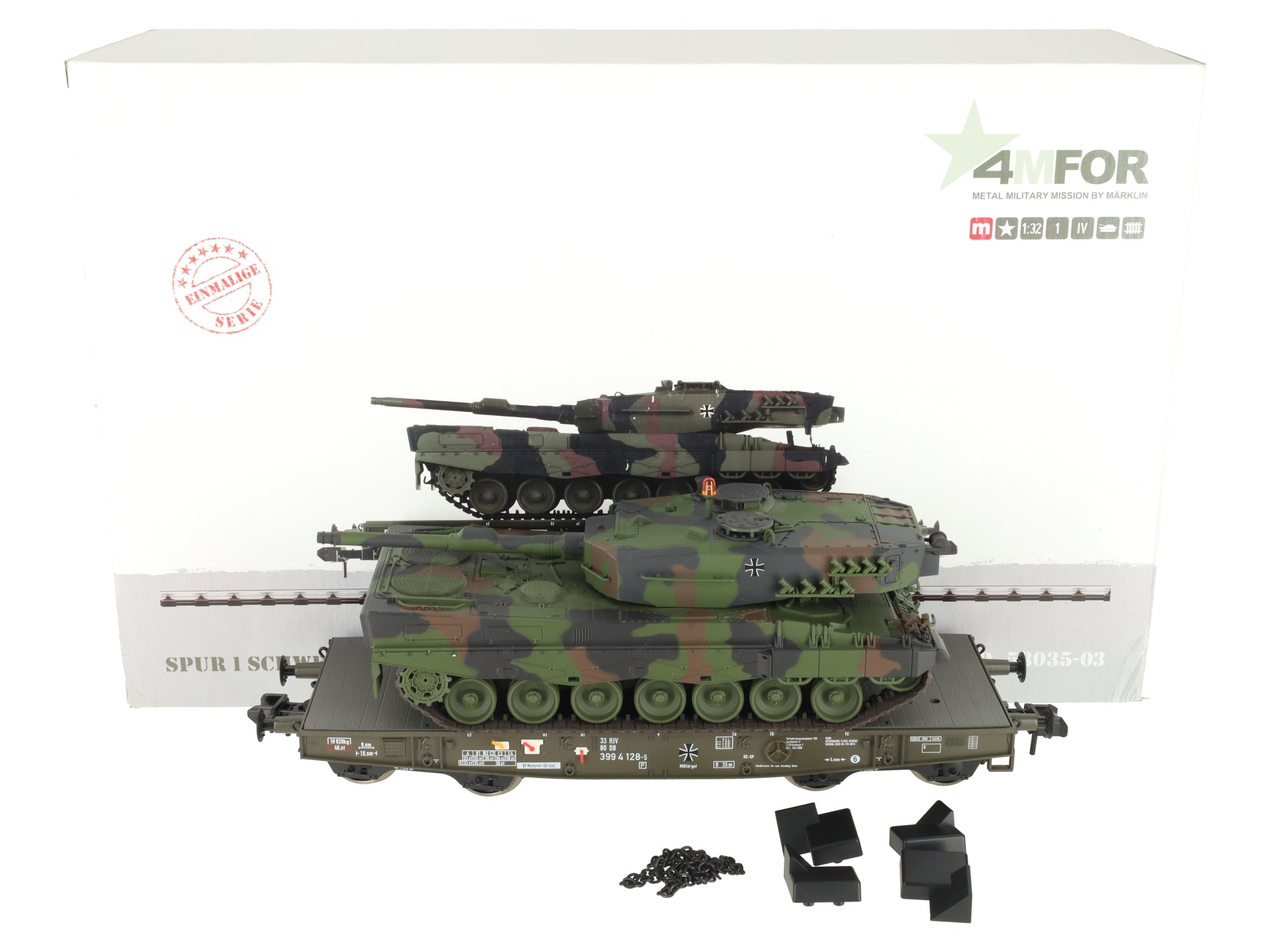 Marklin 58035-03 1 Gauge DB Heavy-Duty Flat Car w/ Leopard 2 A1 Load #3994128-5 LN/Box
