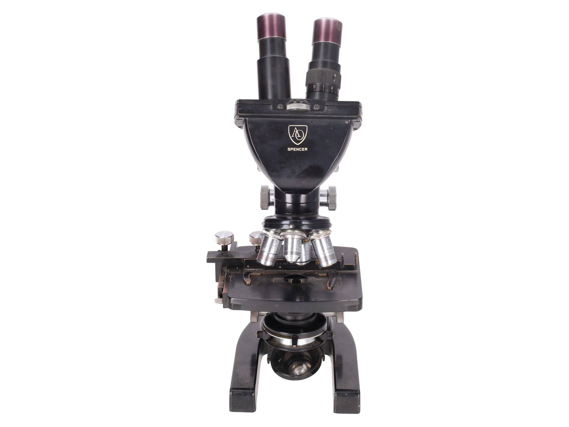 American Optical AO Stereo Microscope 3 Objectives B-35-83 VG