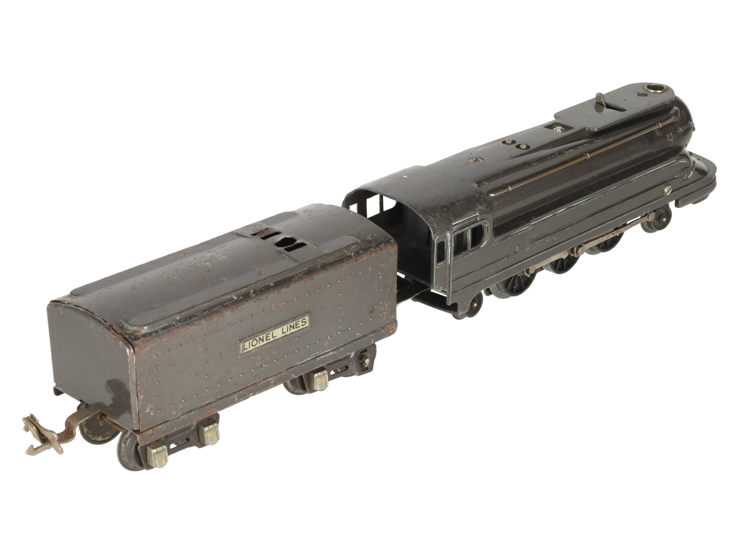 Lionel 1668E Vintage O 2-6-2 Gunmetal Streamline Steam Locomotive & Tender VG