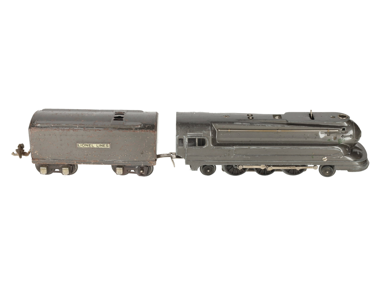 Lionel 1668E Vintage O 2-6-2 Gunmetal Streamline Steam Locomotive & Tender VG