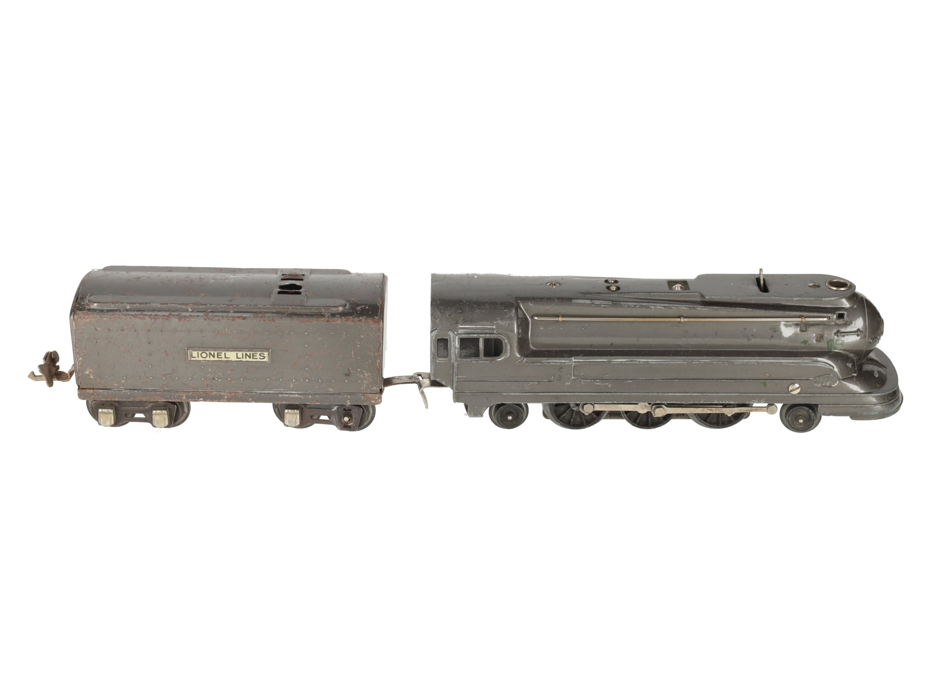 Lionel 1668E Vintage O 2-6-2 Gunmetal Streamline Steam Locomotive & Tender VG