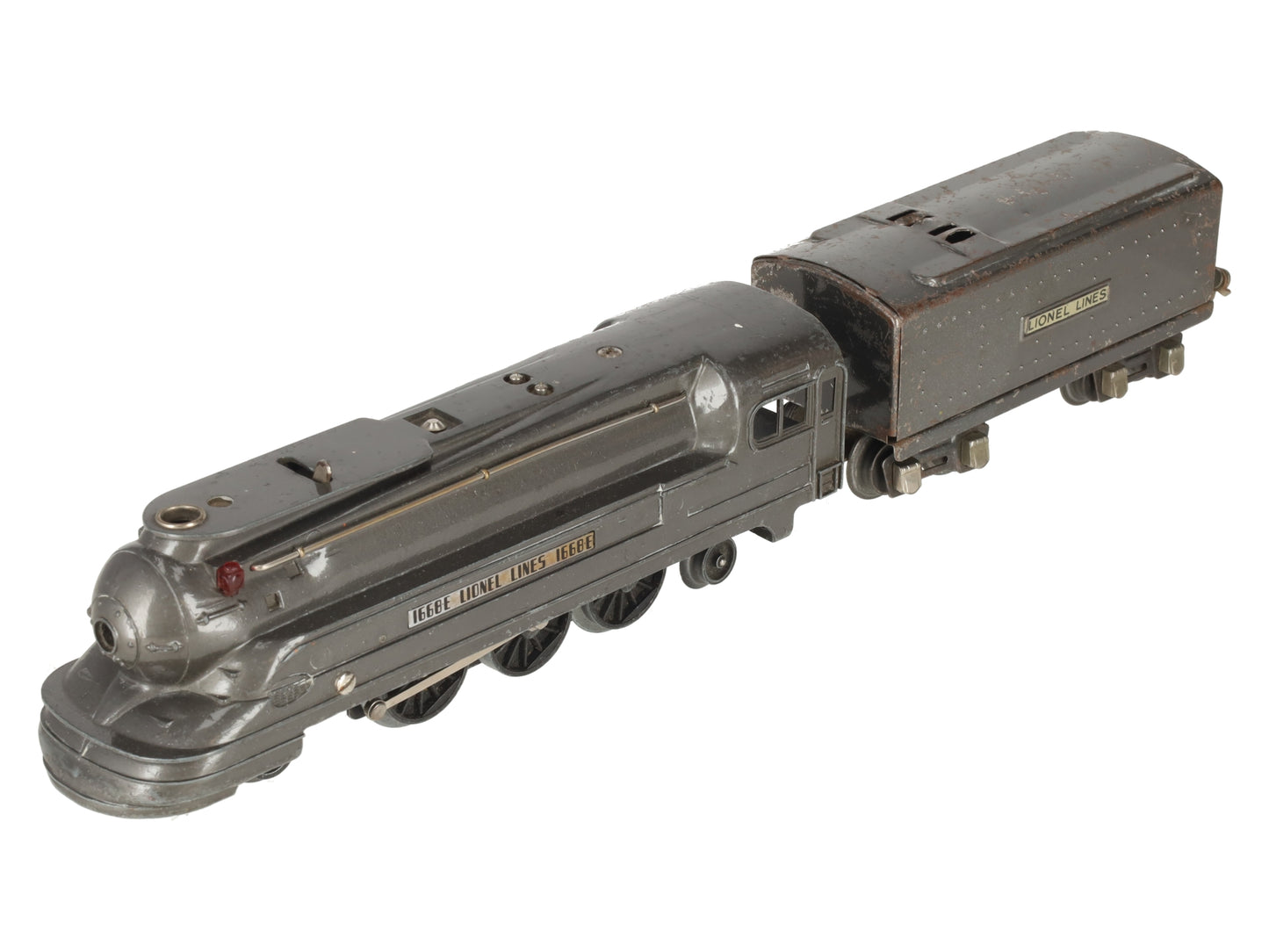 Lionel 1668E Vintage O 2-6-2 Gunmetal Streamline Steam Locomotive & Tender VG