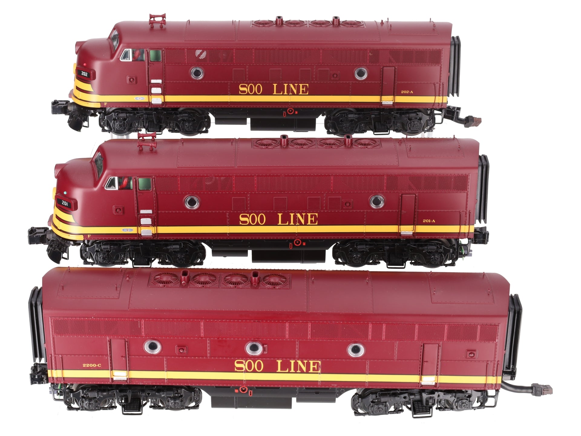 MTH 20-20404-1 SOO Line F-3 ABA Diesel Engine Set w/PS 3.0 #201/202/2200C EX/Box