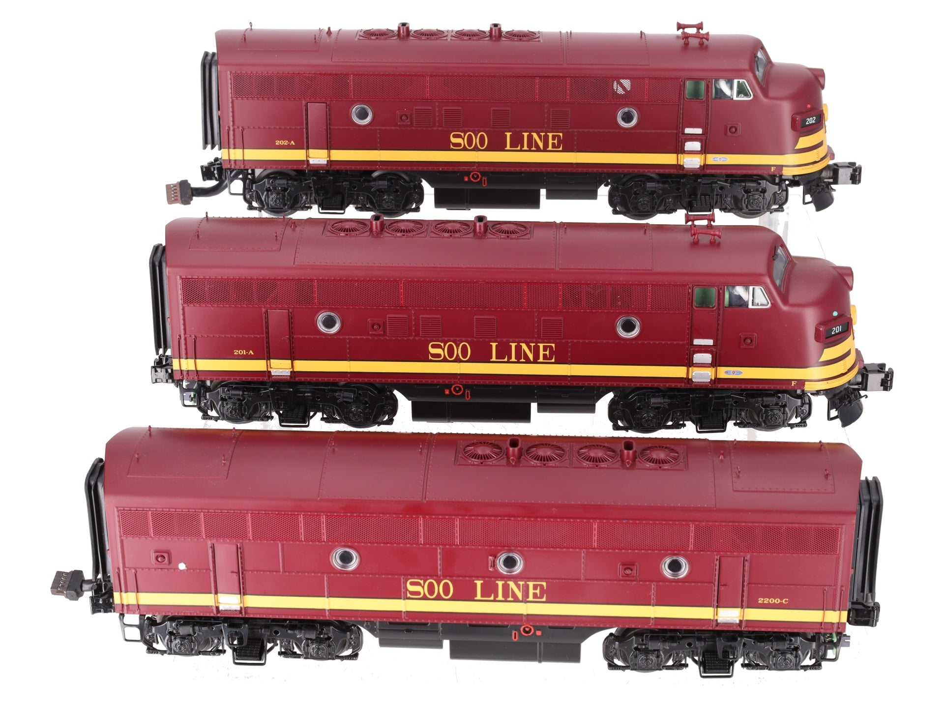 MTH 20-20404-1 SOO Line F-3 ABA Diesel Engine Set w/PS 3.0 #201/202/2200C EX/Box